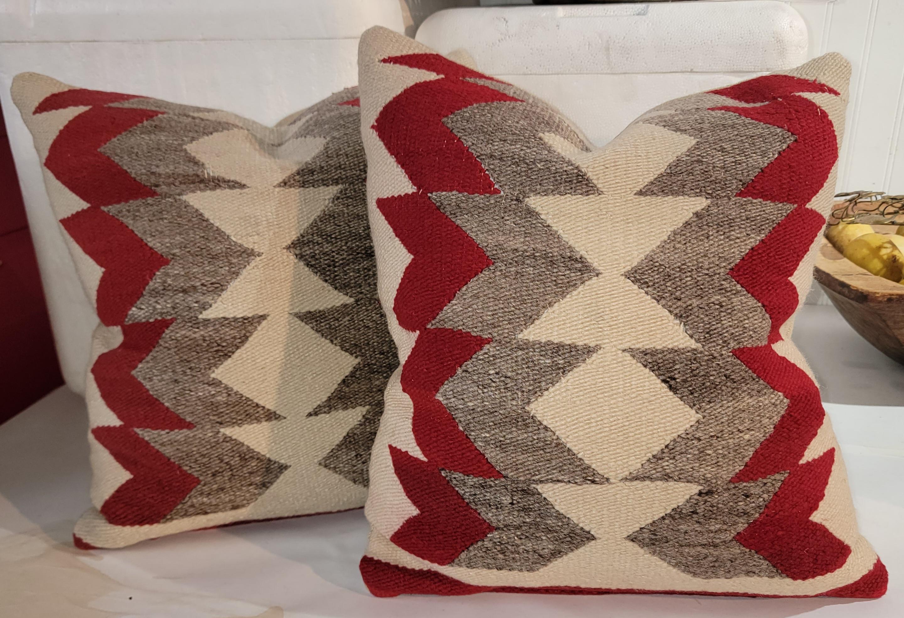 Adirondack Collection of Six Navajo Indian Weaving Pillows, 3 Pairs For Sale