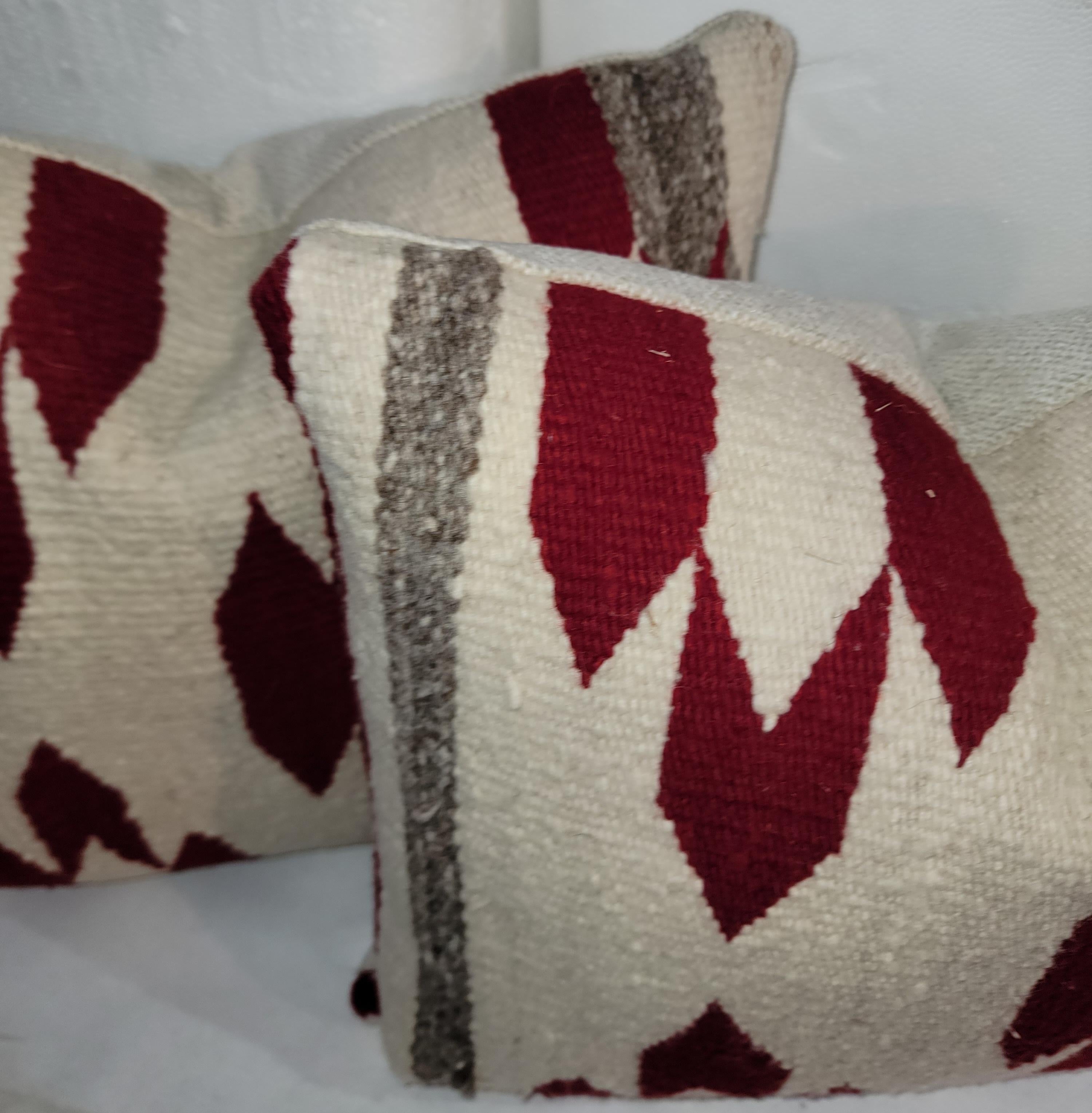 Wool Collection of Six Navajo Indian Weaving Pillows, 3 Pairs For Sale