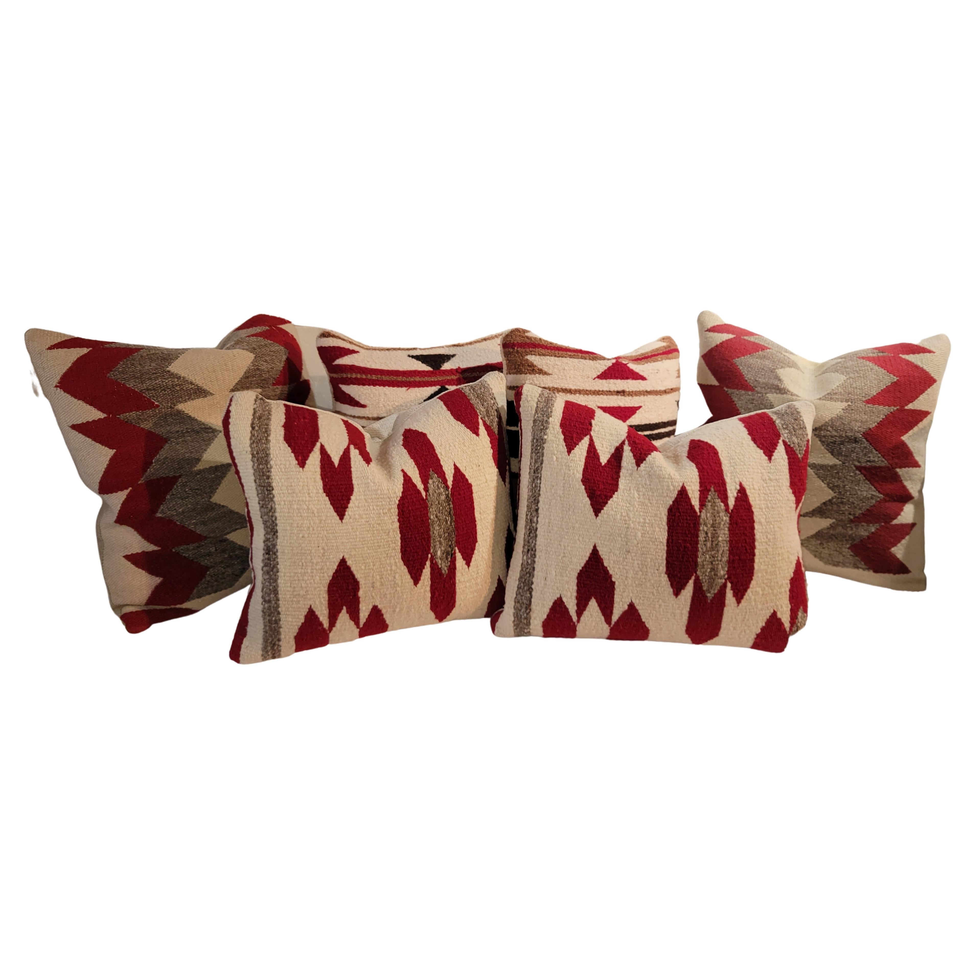 Collection of Six Navajo Indian Weaving Pillows, 3 Pairs For Sale