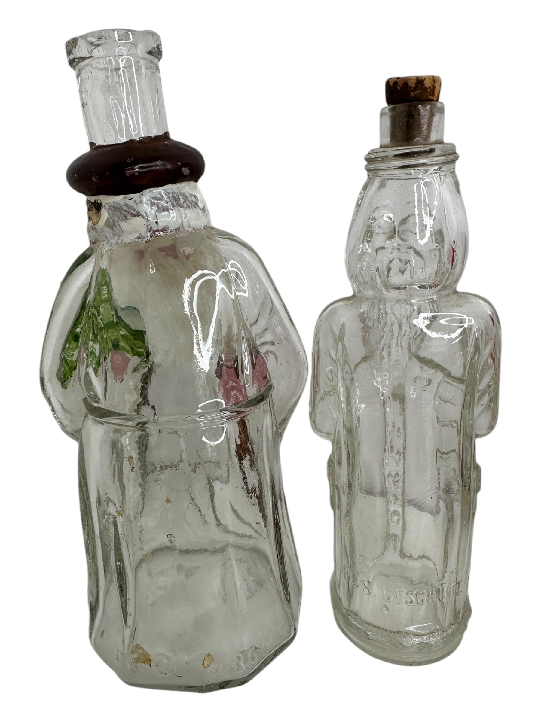Colección de seis botellas navideñas de Papá Noel, vintage alemán años 30 o más Hecho a mano en venta