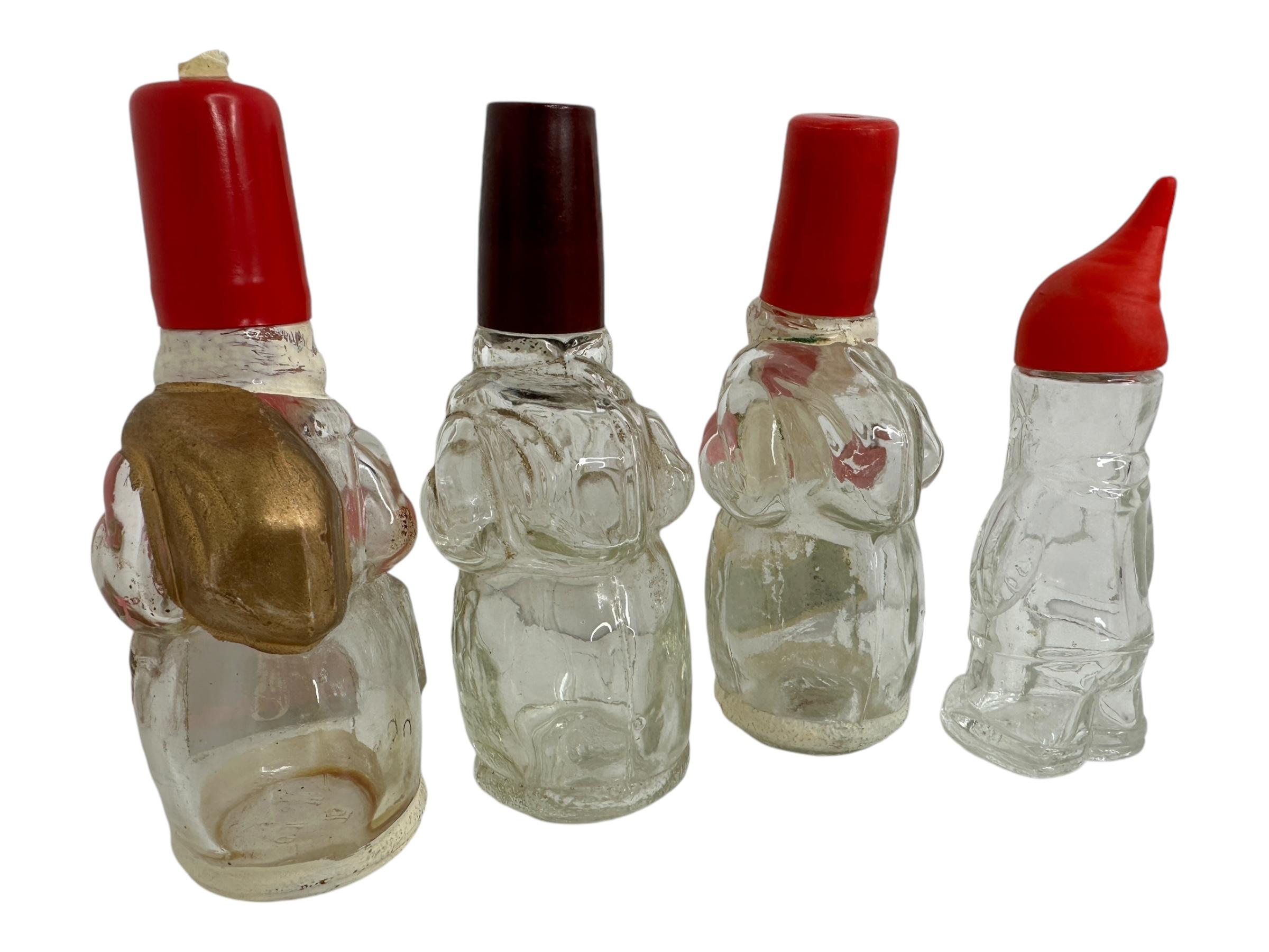 Colección de seis botellas navideñas de Papá Noel, vintage alemán años 30 o más Vidrio artístico en venta