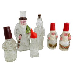 Colección de seis botellas navideñas de Papá Noel, vintage alemán años 30 o más