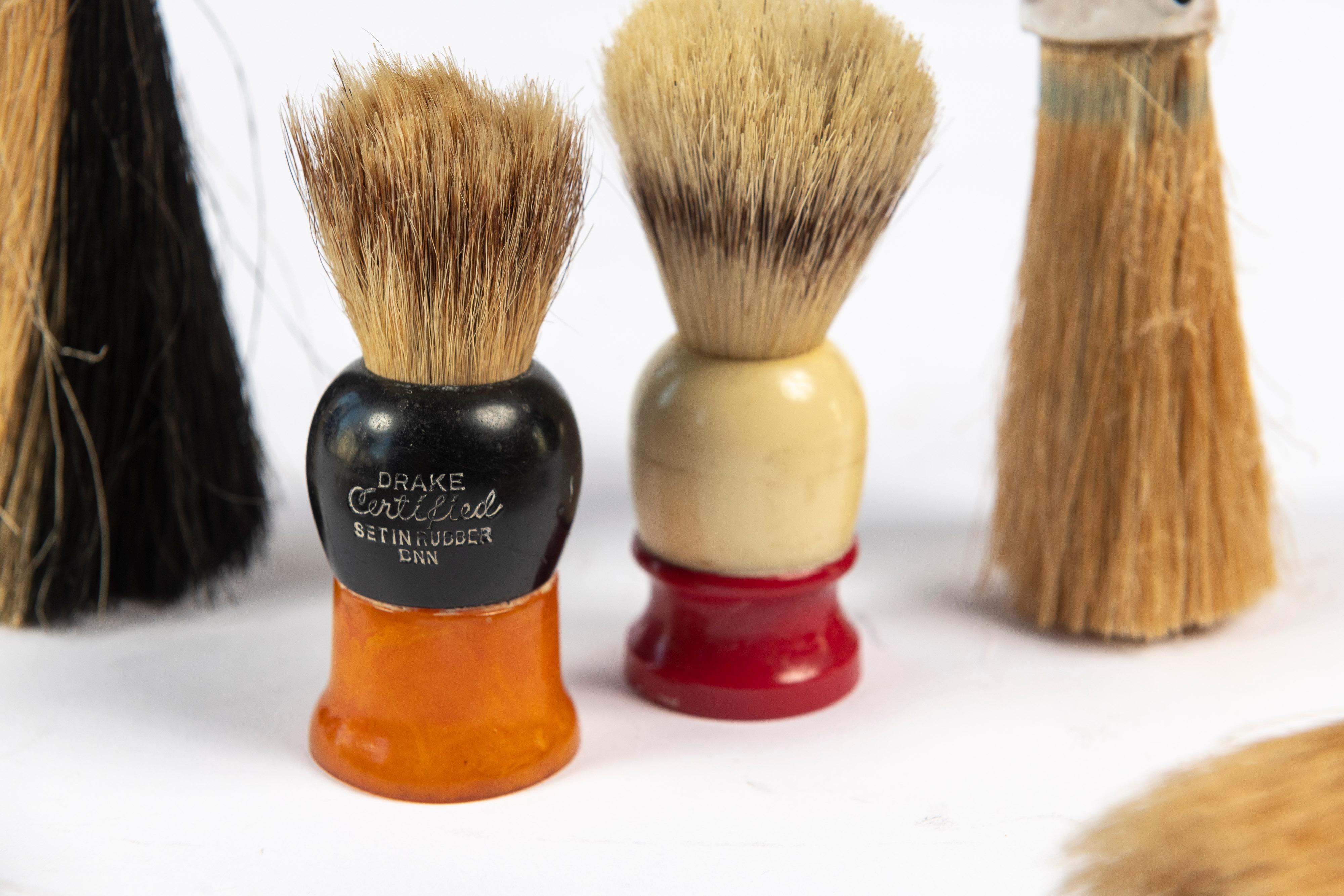 Hand-Painted Collection of Six Unique Vintage Shaving Brushes 