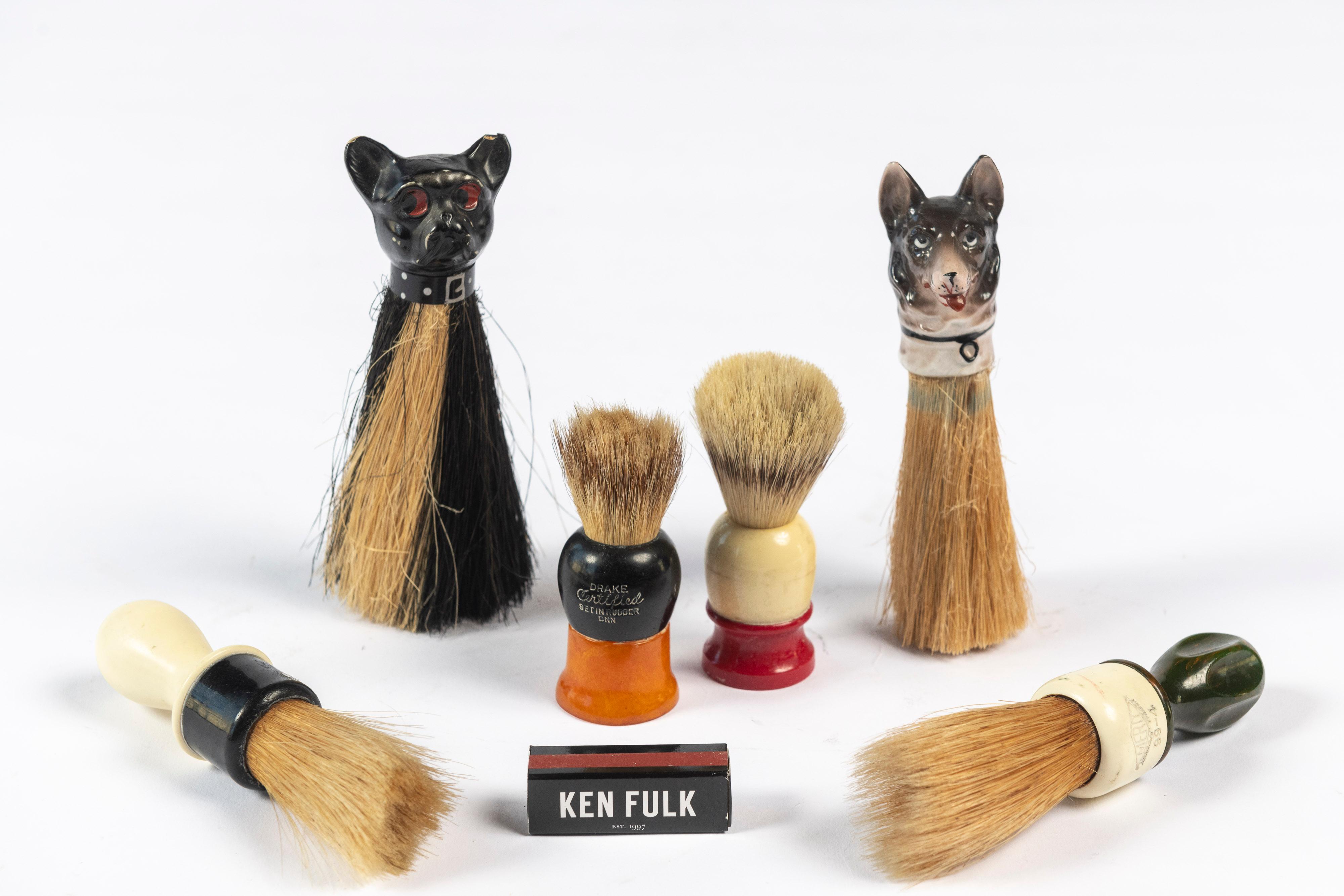 20th Century Collection of Six Unique Vintage Shaving Brushes 