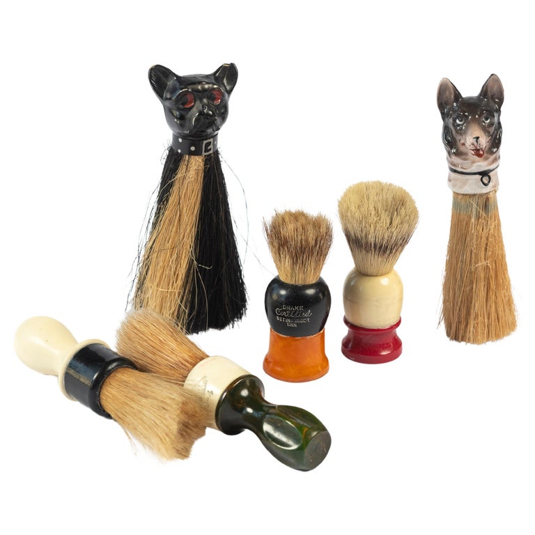 Collection of Six Unique Vintage Shaving Brushes For Sale at 1stDibs