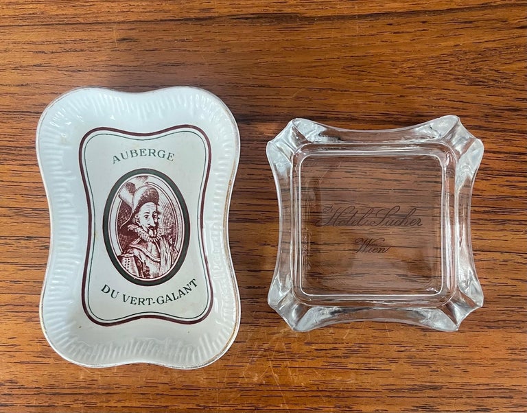 Collection of Six Vintage European Hotel Ashtrays For Sale at 1stDibs
