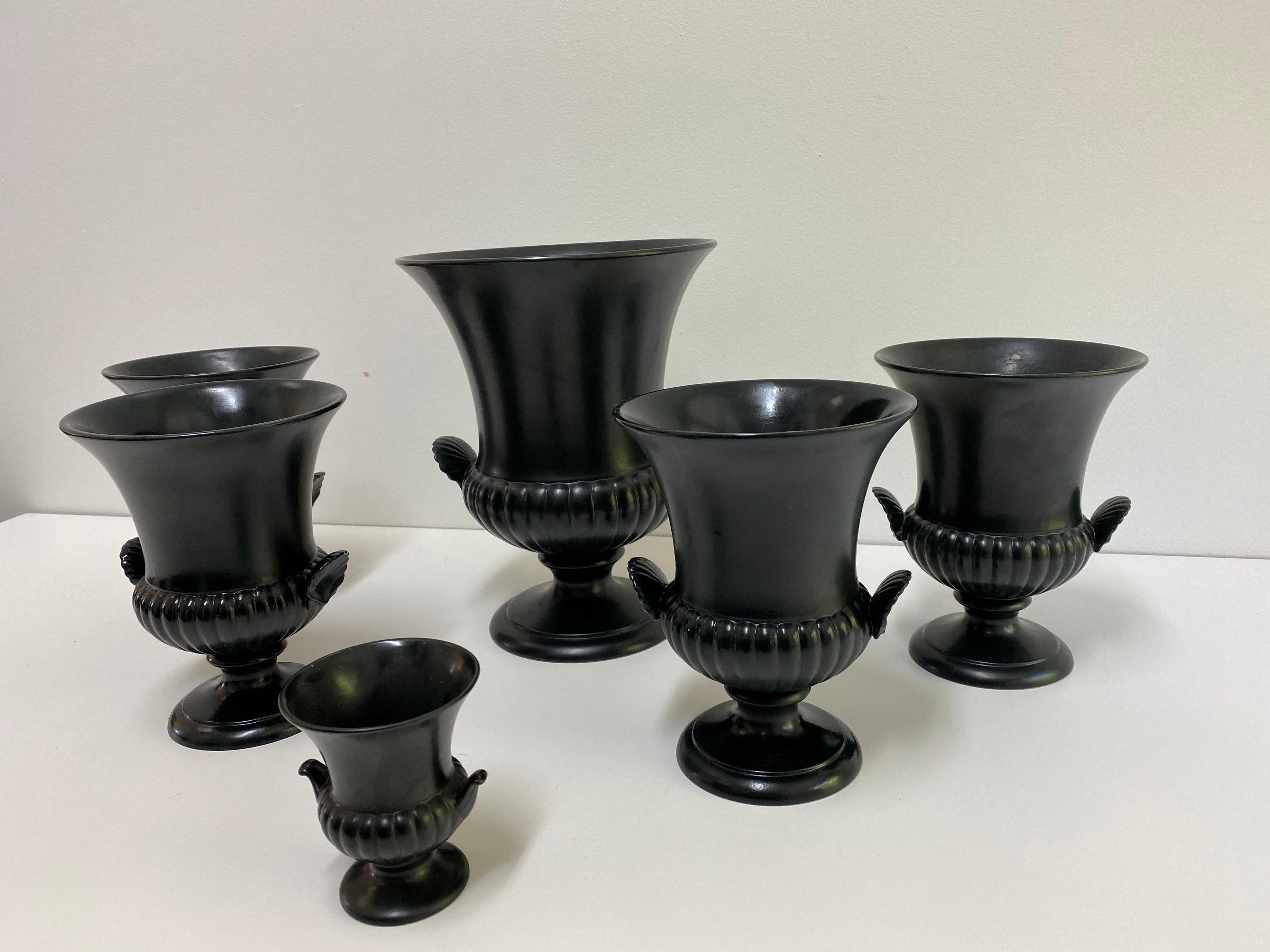 English Collection of Six Wedgwood Ravenstone Urns