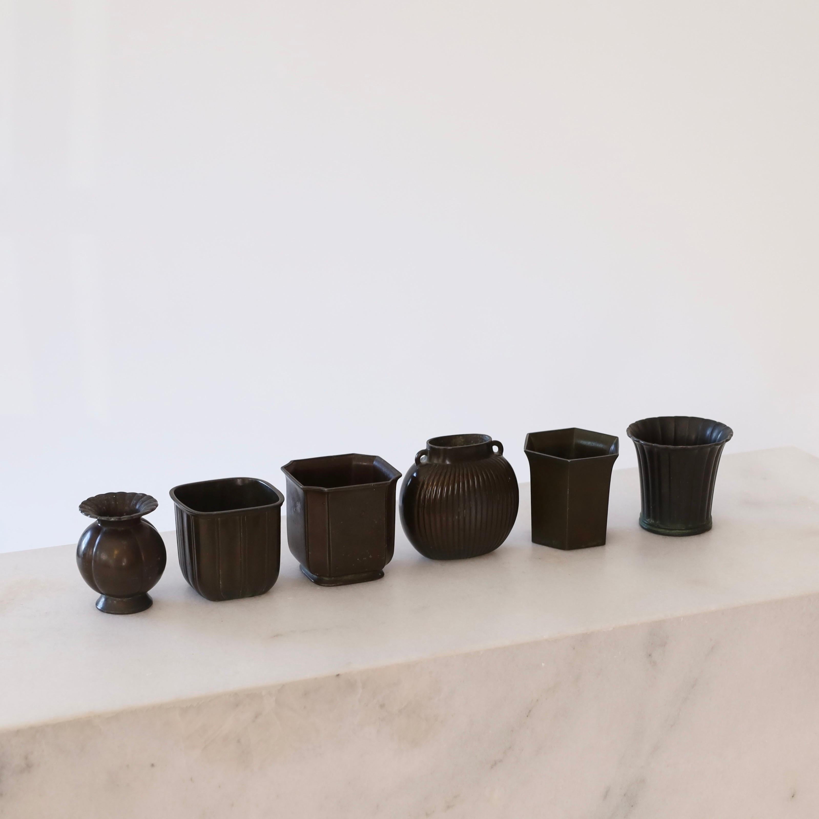 Danish Collection of small art deco vases by Just Andersen, 1930s, Denmark For Sale