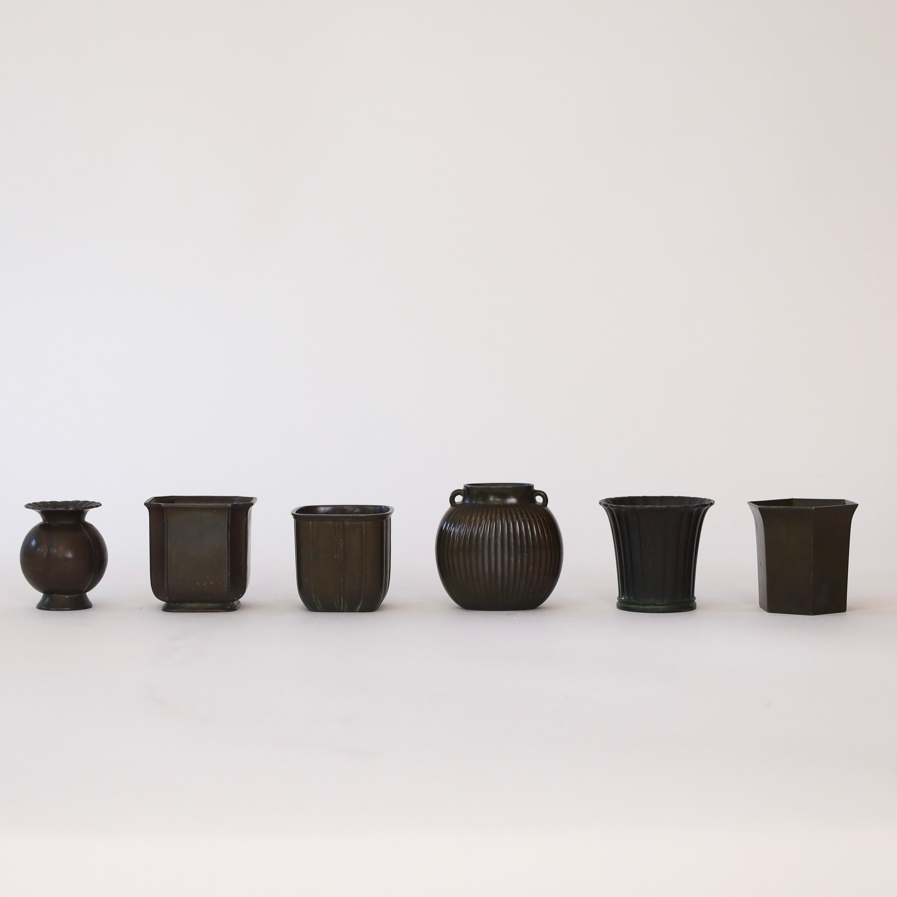 Collection of small art deco vases by Just Andersen, 1930s, Denmark In Fair Condition For Sale In Værløse, DK