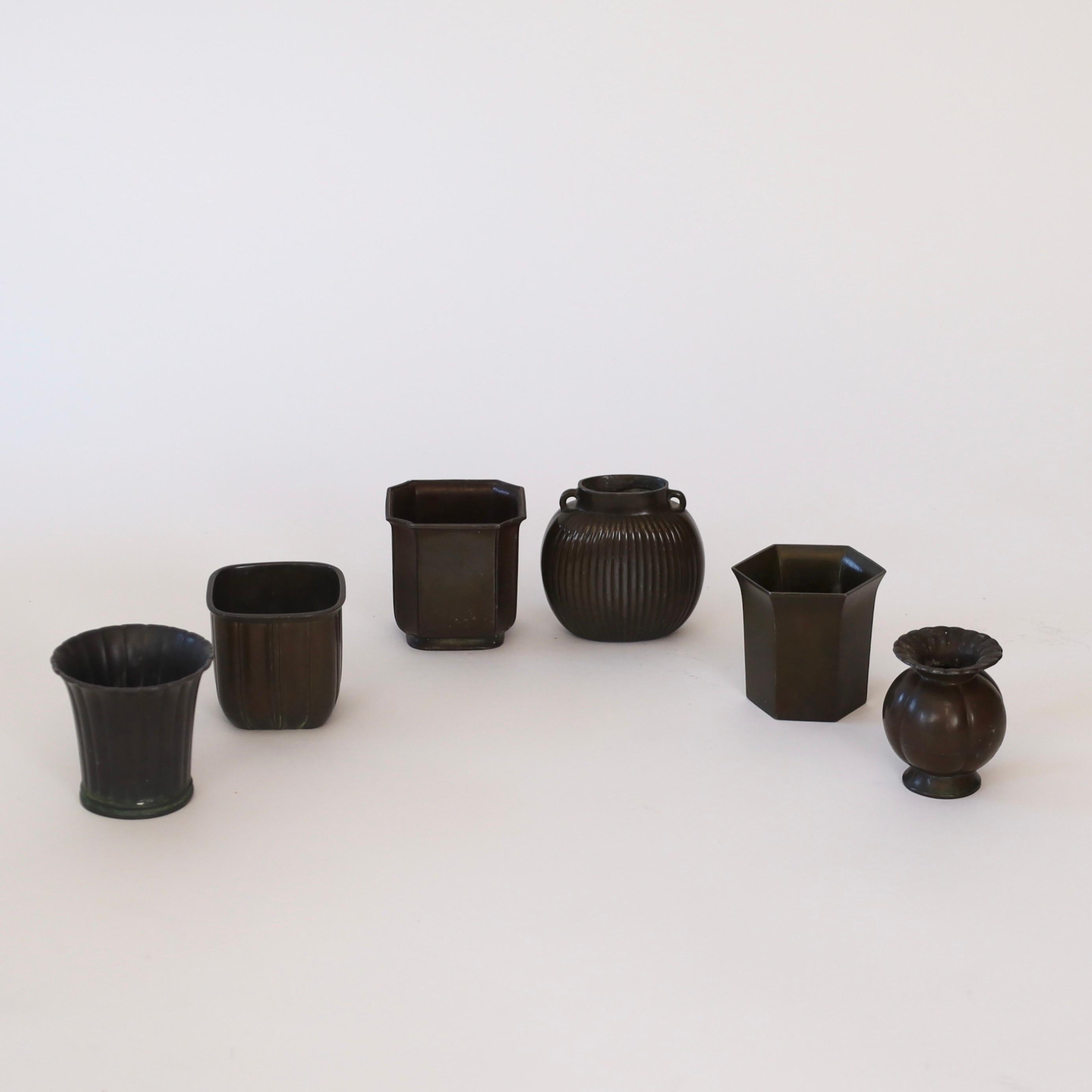 Mid-20th Century Collection of small art deco vases by Just Andersen, 1930s, Denmark For Sale
