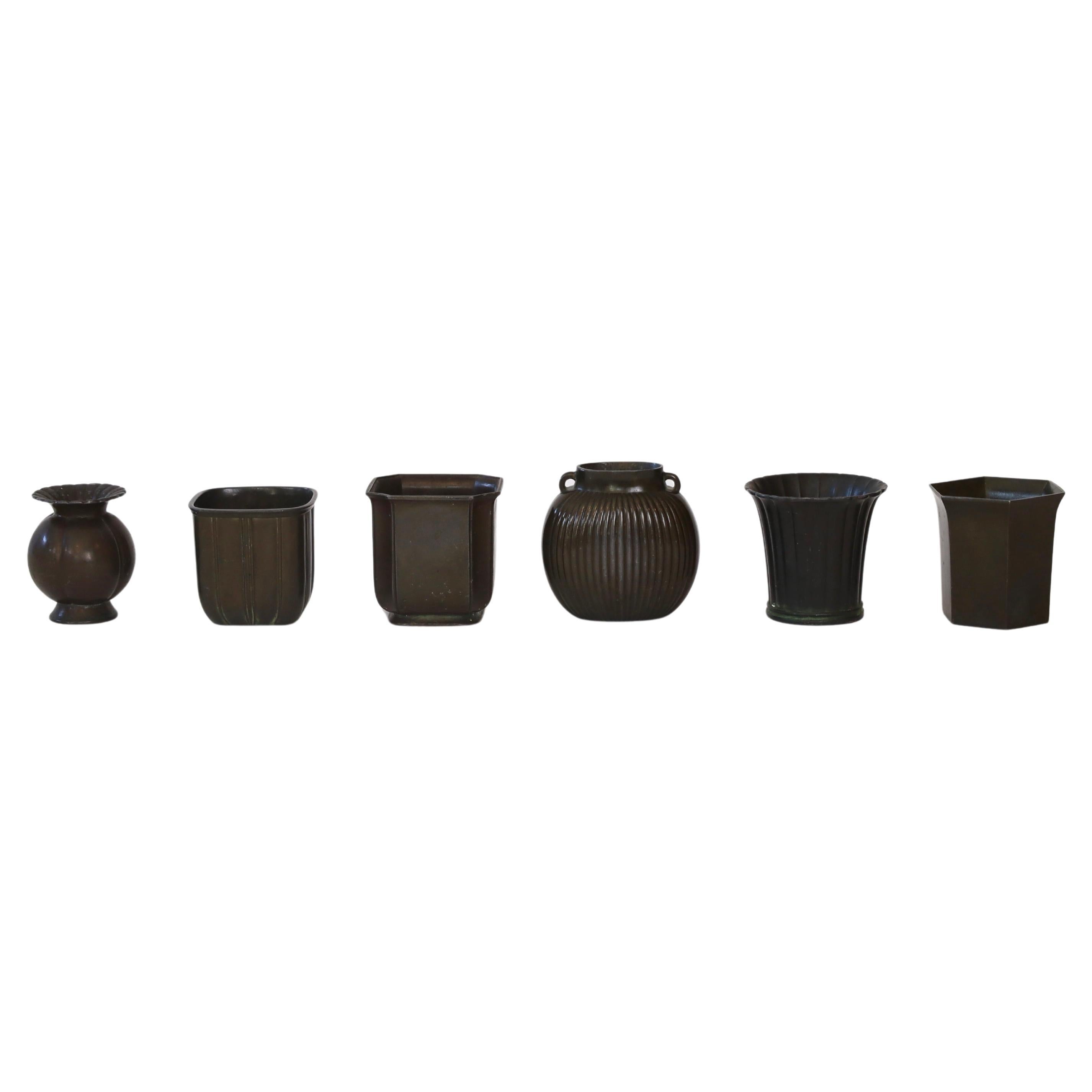 Collection of Small Diskometal Vases by Just Andersen, 1930s, Denmark