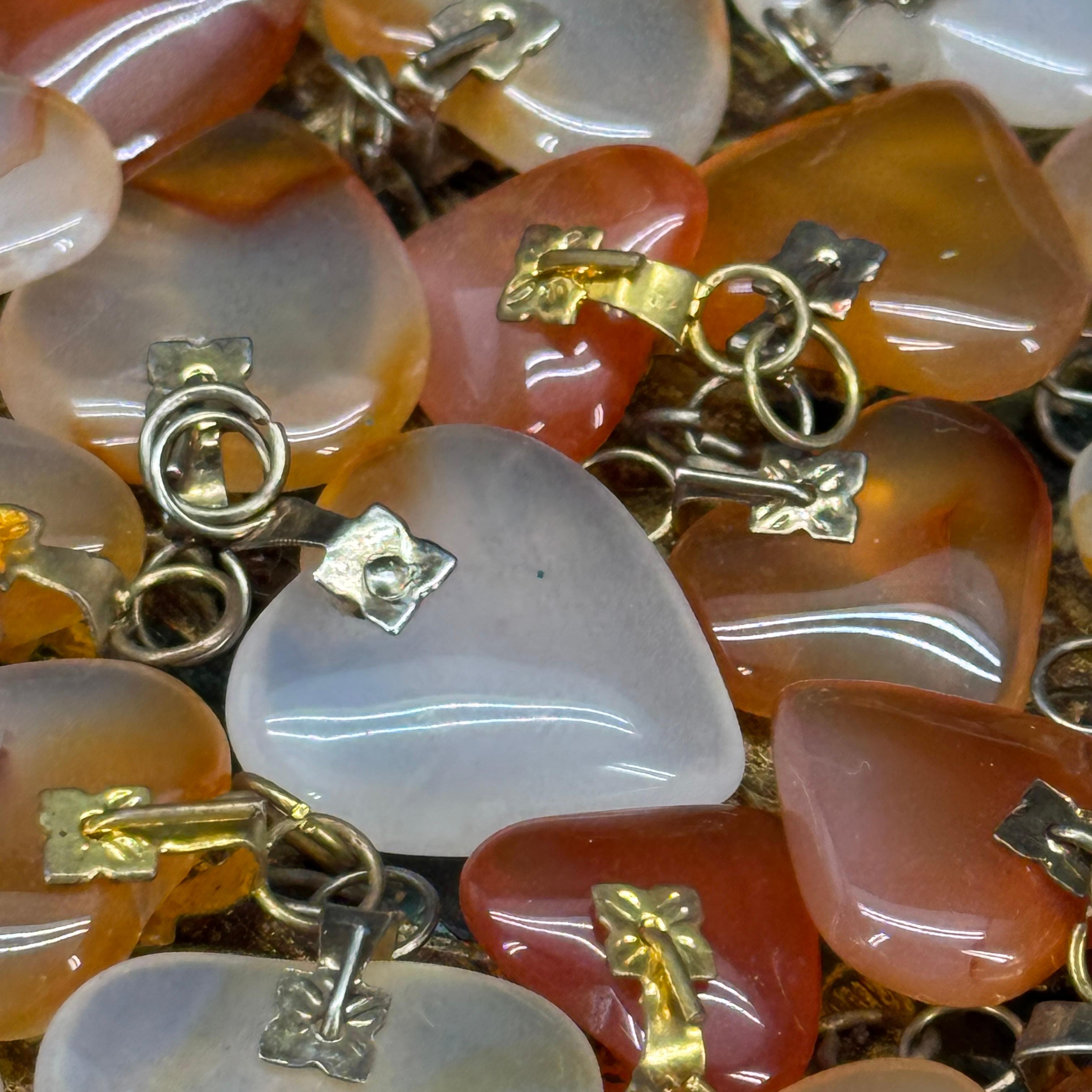 Collection of Small Charming Agate Pendant Hearts For Sale 4