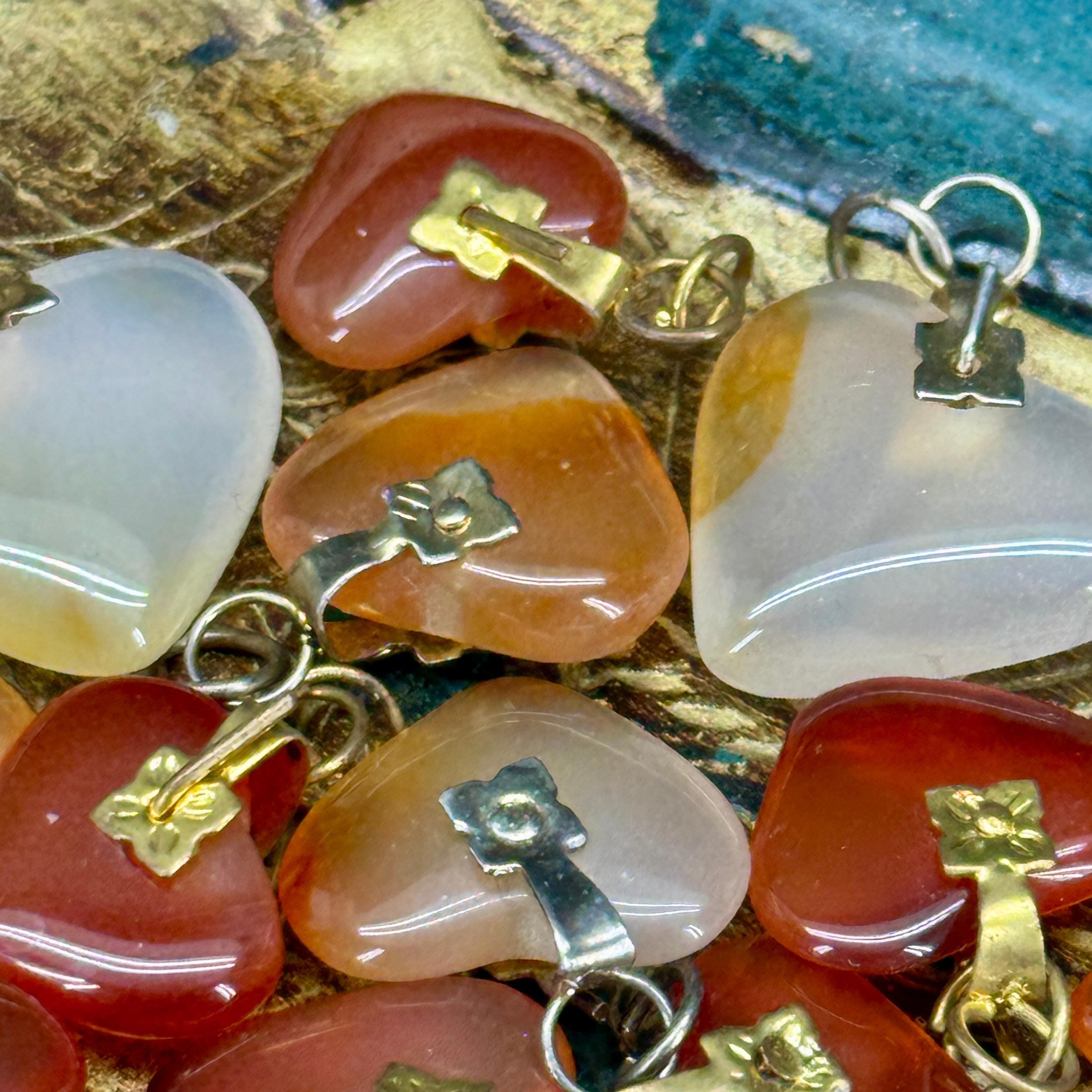 Collection of Small Charming Agate Pendant Hearts For Sale 11