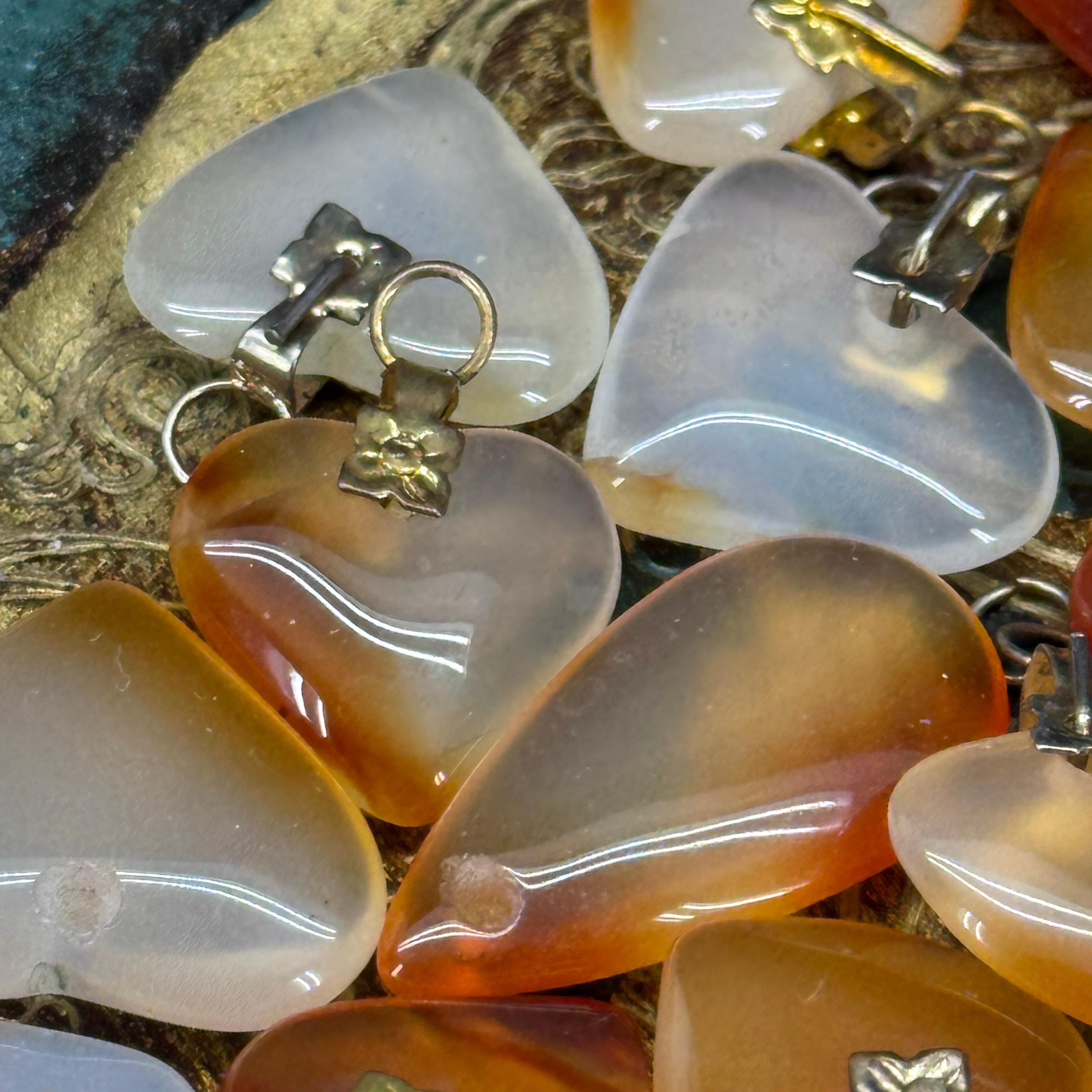 Collection of Small Charming Agate Pendant Hearts In Good Condition For Sale In Haddonfield, NJ