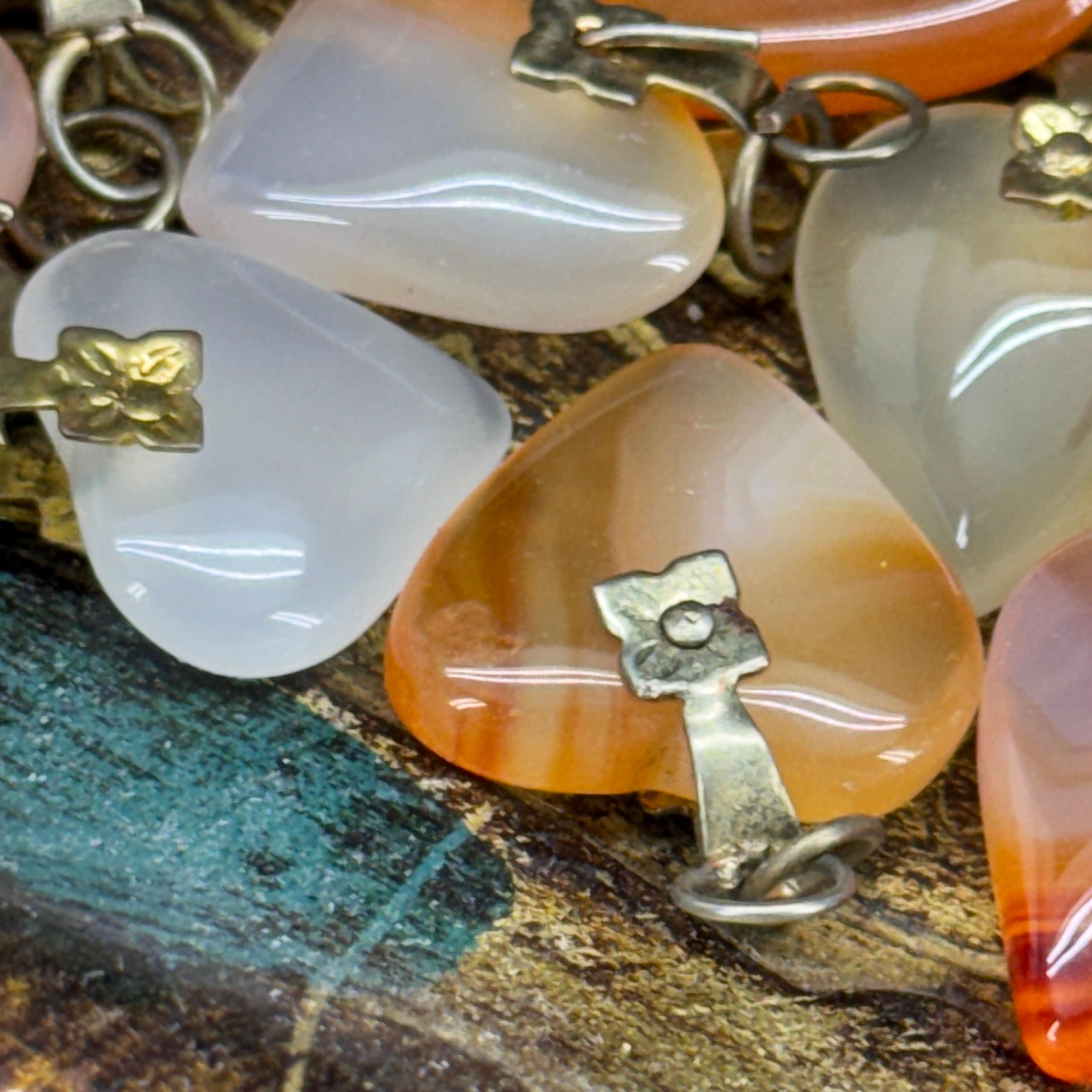 Contemporary Collection of Small Charming Agate Pendant Hearts For Sale