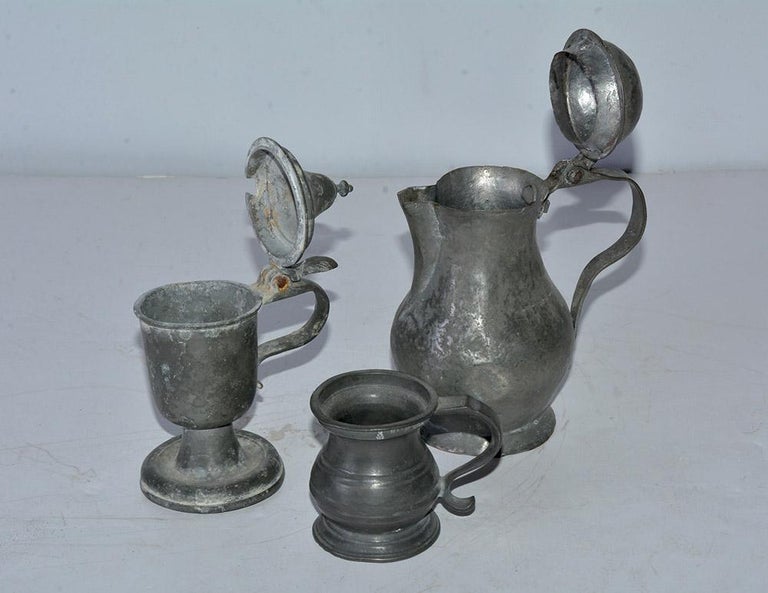 Collection of Small Early Pewter Cups and Jugs For Sale at 1stDibs