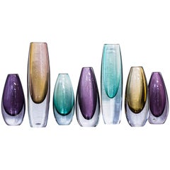 Collection of Sommerso Vases by Gunnar Nylund, Sweden, 1950s
