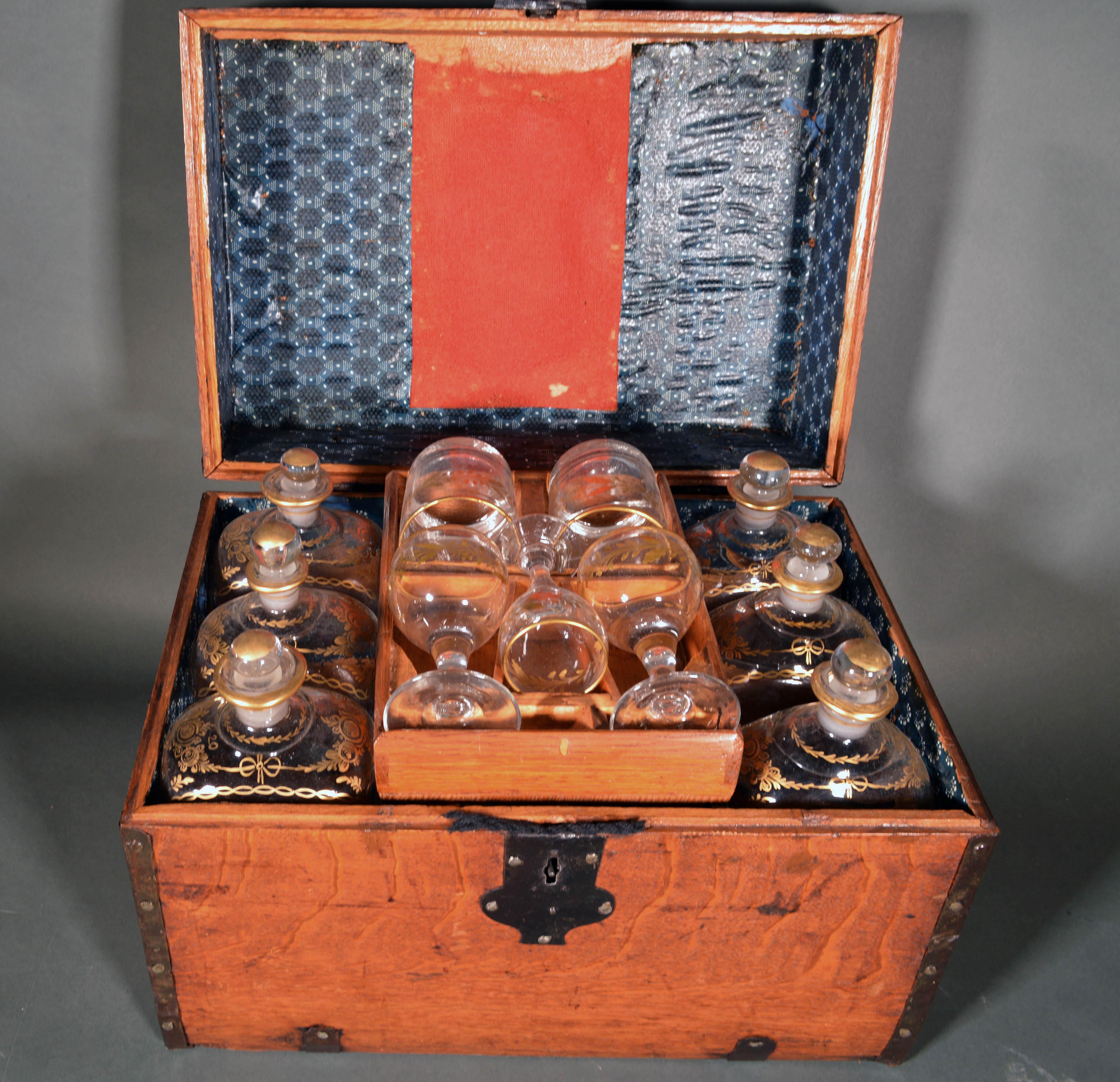 Collection of Spanish Glass Bottles & Glasses in Carrying Case, Royal Factory 6