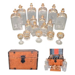 Collection of Spanish Glass Bottles & Glasses in Carrying Case, Royal Factory
