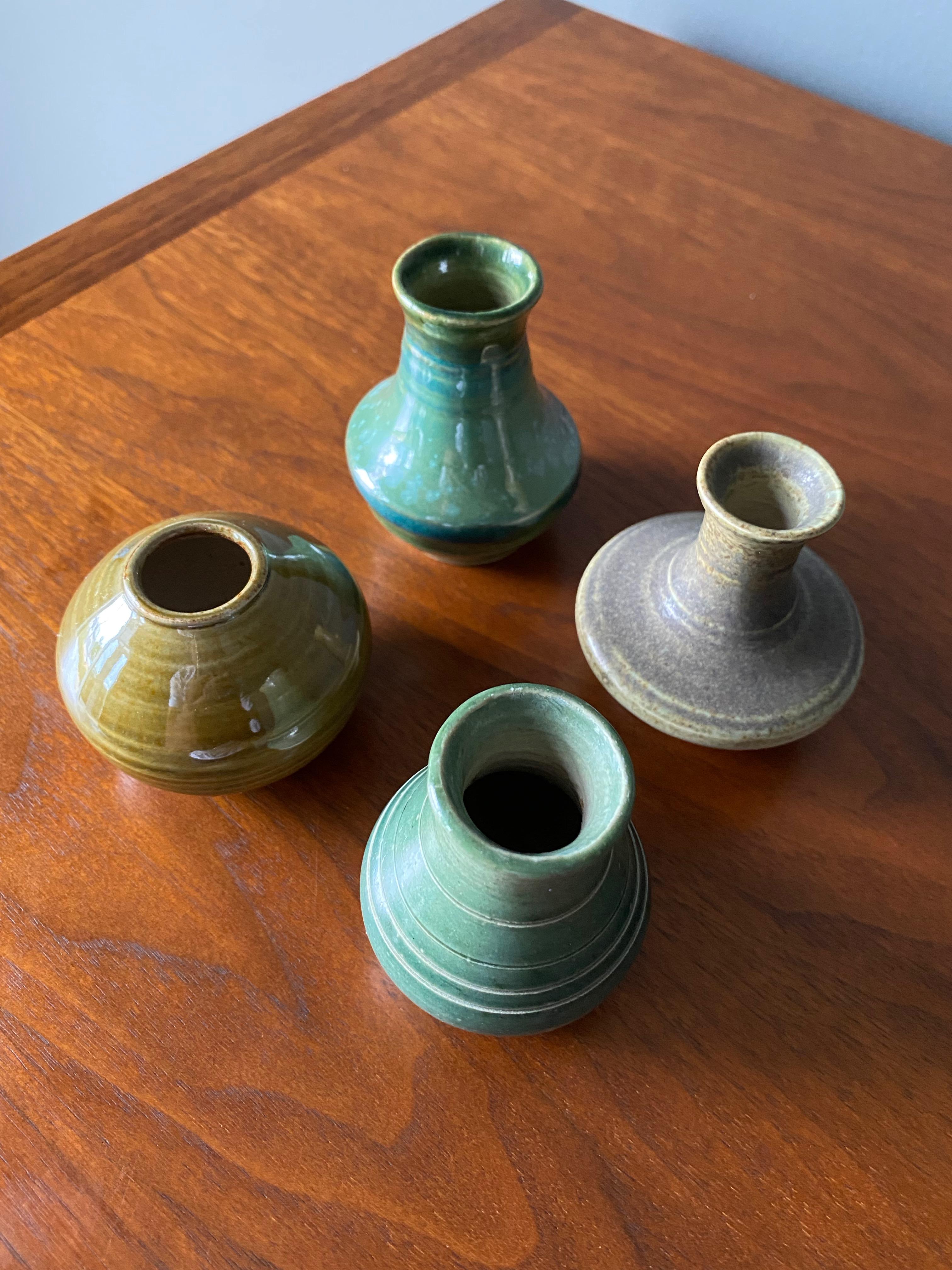 Mid-Century Modern Collection of Studio Pottery Signed Weed Pots, circa 1980 For Sale
