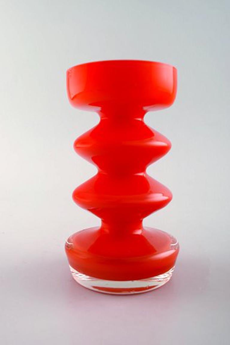 Collection of Swedish Art Glass, Five Orange Vases in Modern Design 1