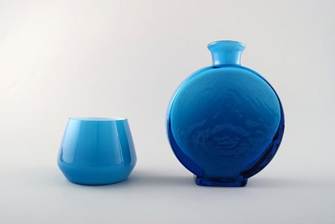 20th Century Collection of Swedish Art Glass, Five Turquoise Vases in Modern Design For Sale