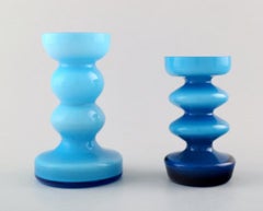 Collection of Swedish Art Glass, Four Turquoise Vases in Modern Design