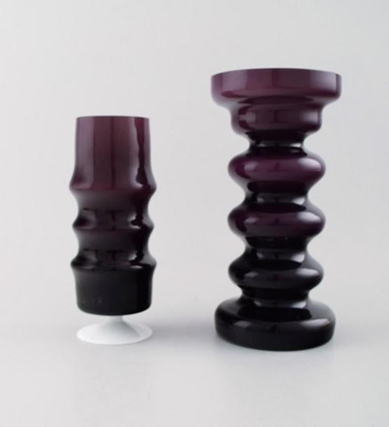 Scandinavian Modern Collection of Swedish Art Glass, Seven Purple Vases in Modern Design