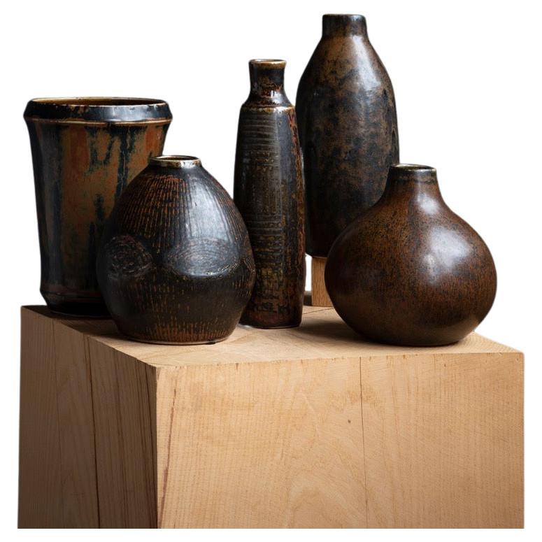 Collection de vases suédois en céramique du milieu du siècle dernier
