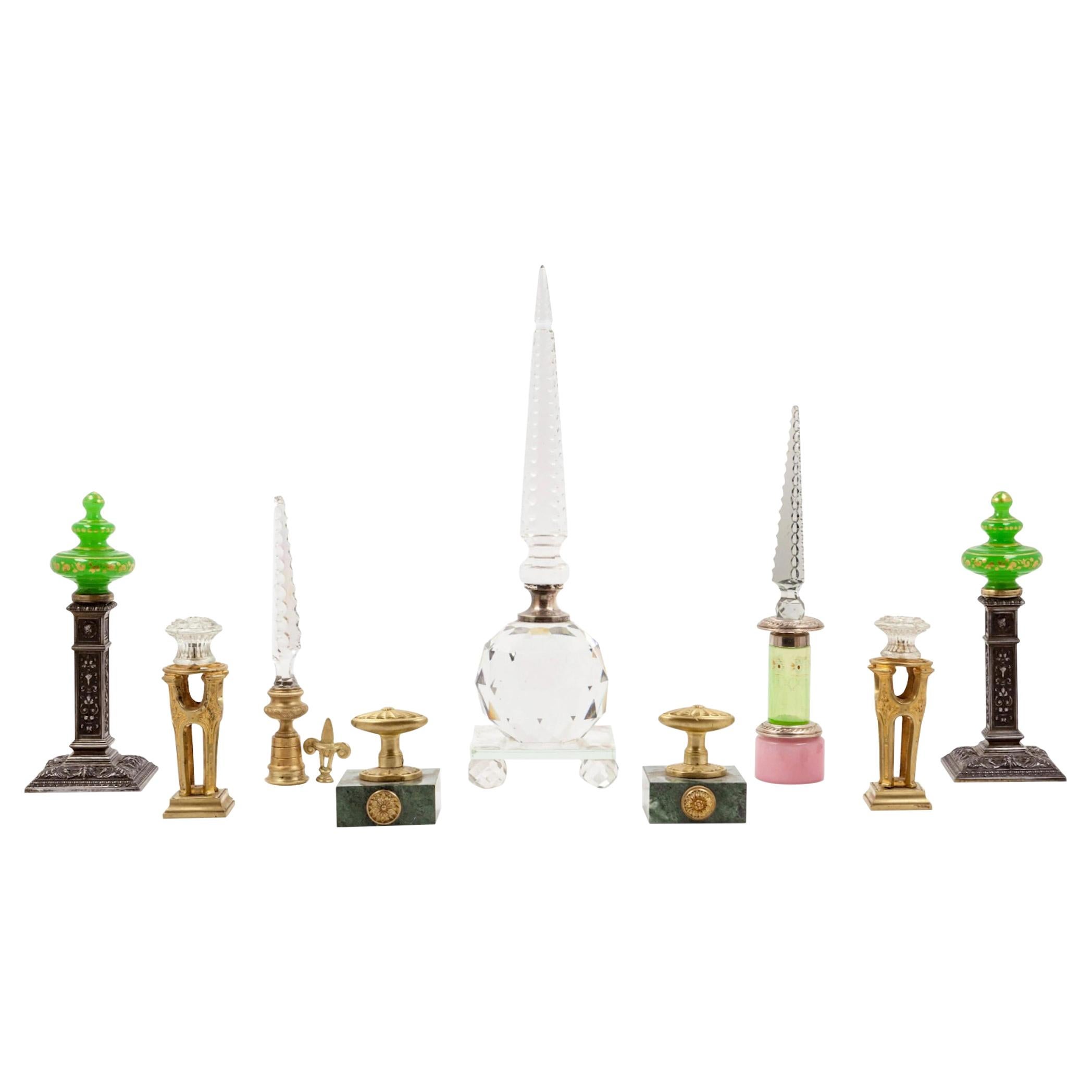 Collection of Table Ornaments 19th and 20th Century, Cut Crystal, Gilt Bronze For Sale