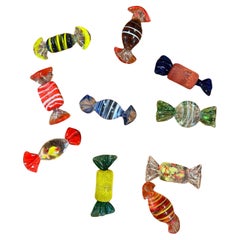 Collection of Ten Art Glass Wrapped Candies by Murano Glass