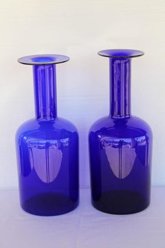Colección de diez botellas azules de Otto Bauer para Holmegaard, Dinamarca