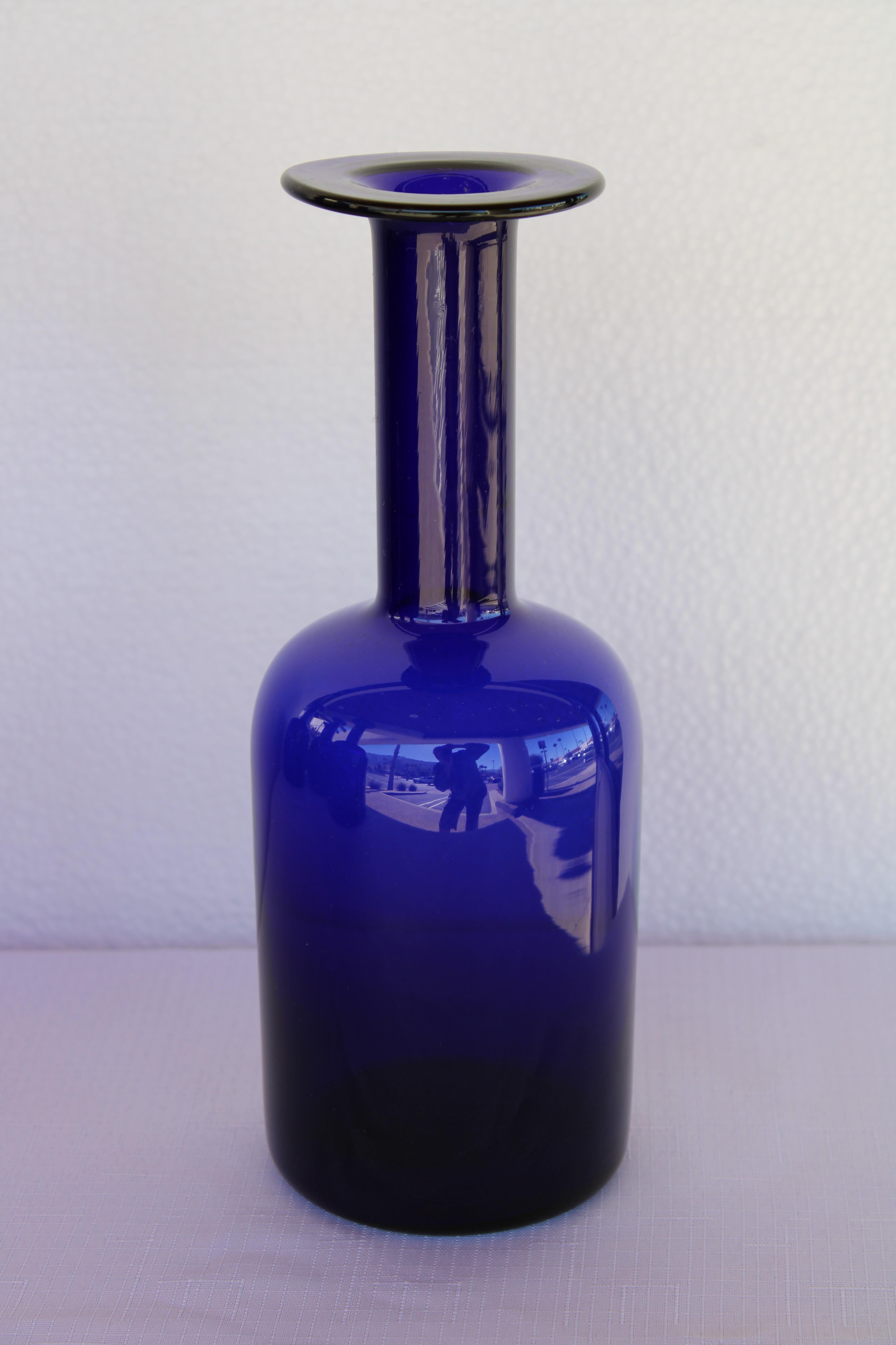 Danish Collection of Ten Blue Bottles by Otto Bauer for Holmegaard, Denmark For Sale