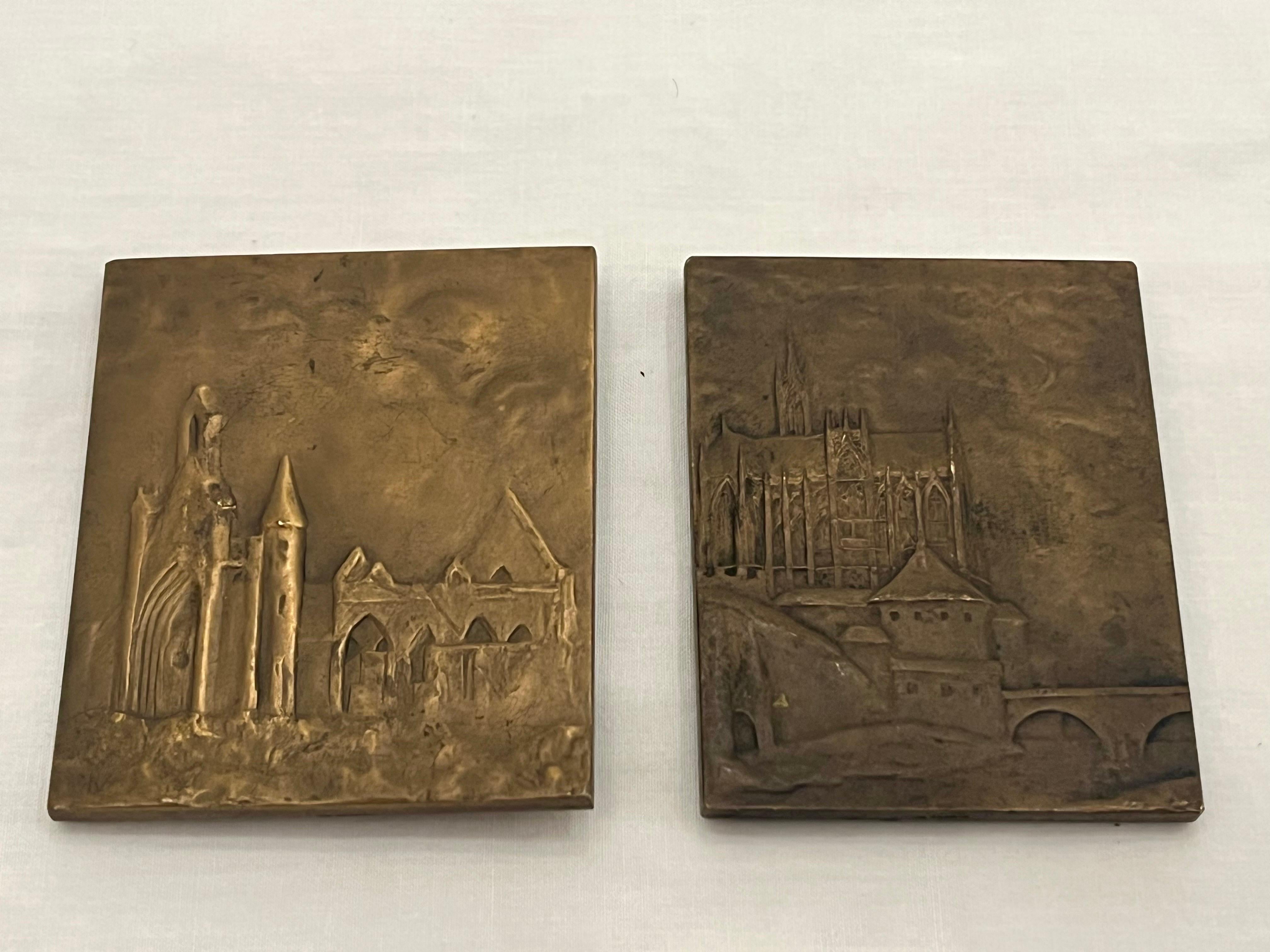 Collection of Ten French Bronze Bas Relief Portrait Landscape Sculpture Plaques In Good Condition In Atlanta, GA