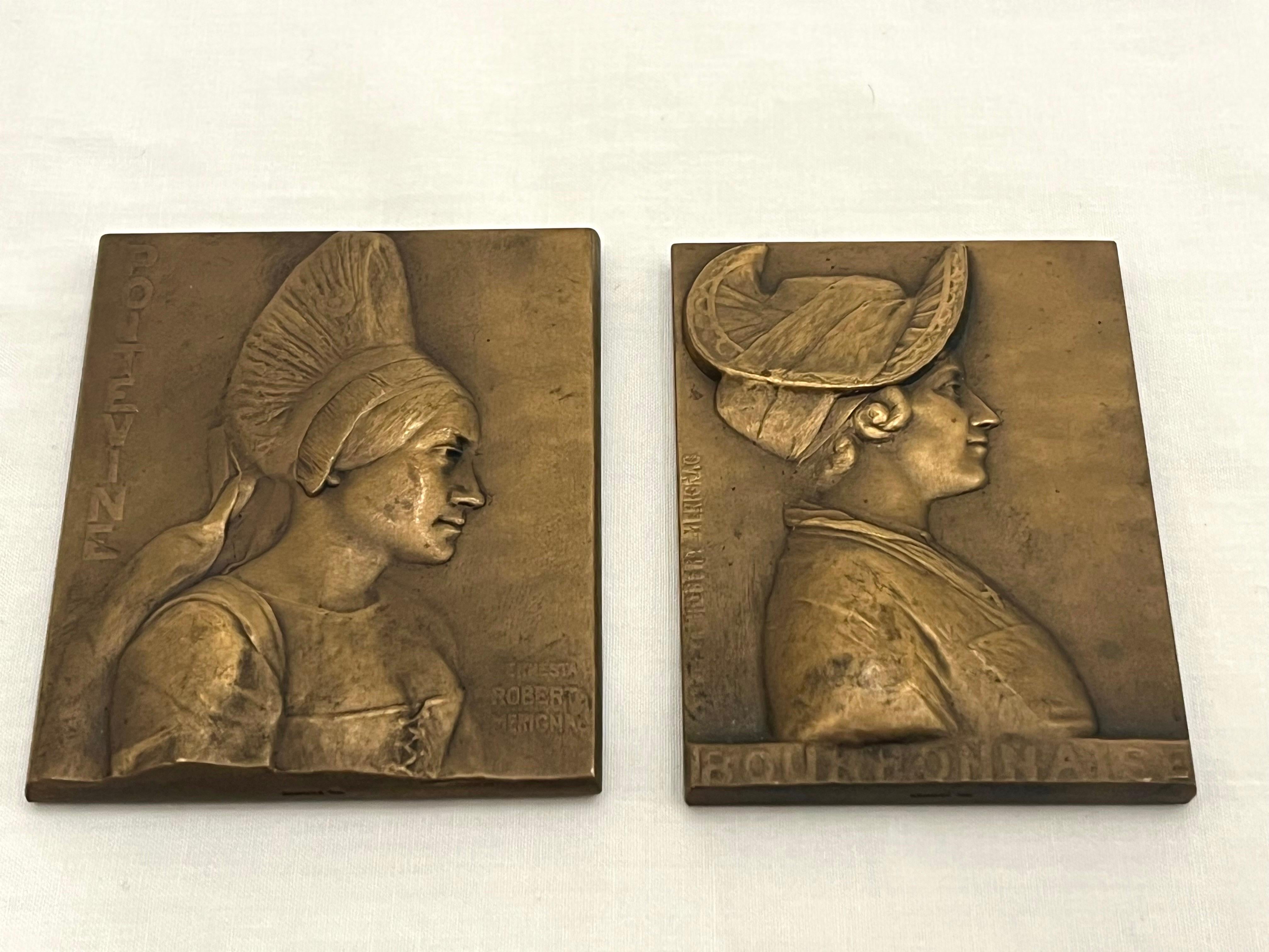 Collection of Ten French Bronze Bas Relief Portrait Landscape Sculpture Plaques 2
