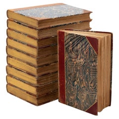 Antique Collection of Ten Marbled Hardbound Books