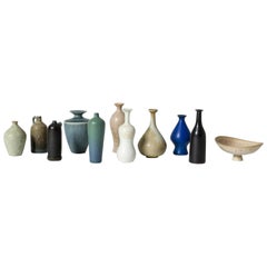 Collection of Ten Miniature Stoneware Vases and One Bowl by Gunnar Nylund