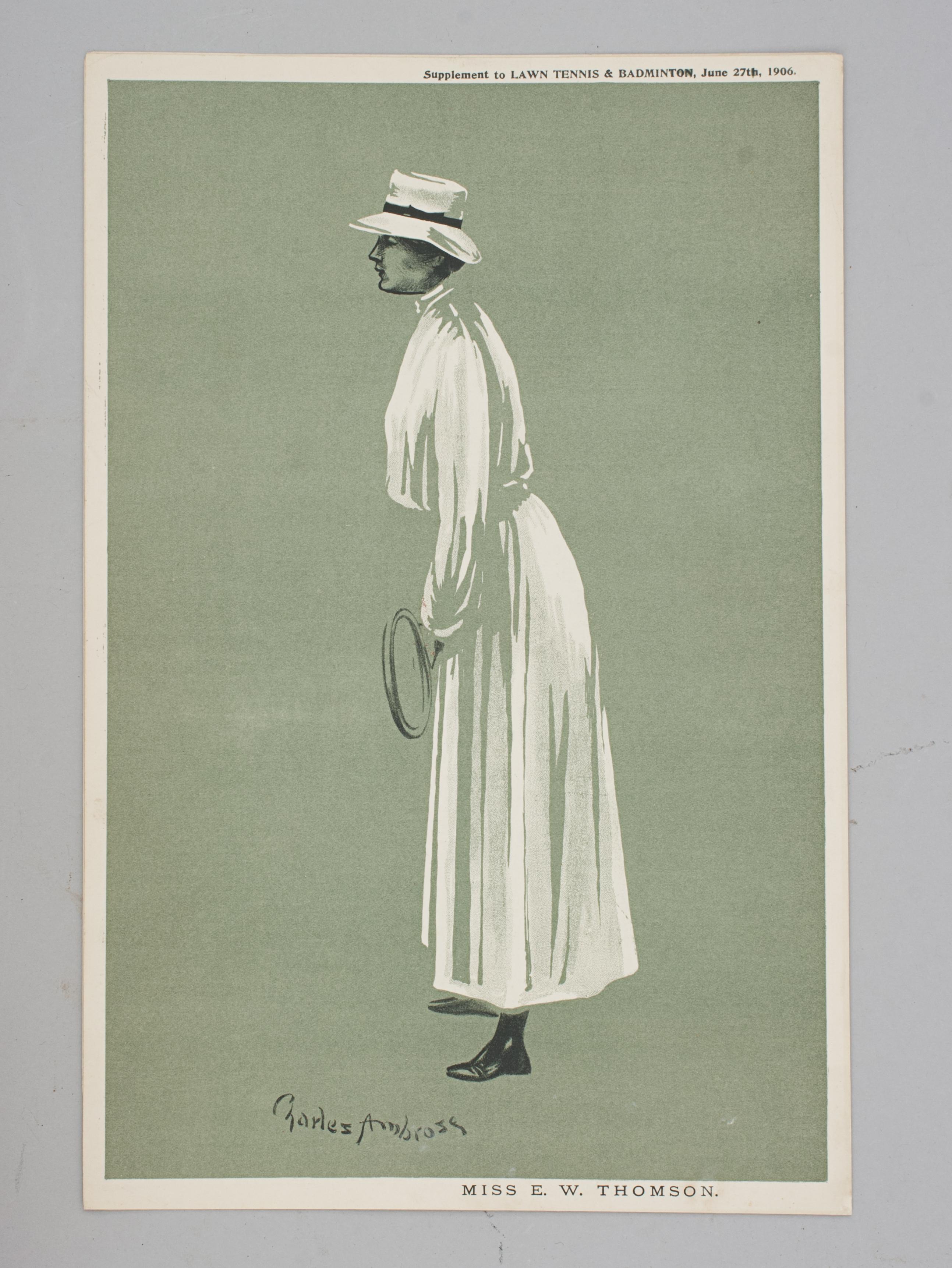 Collection of Ten Tennis Prints by Charles Ambrose In Good Condition For Sale In Oxfordshire, GB