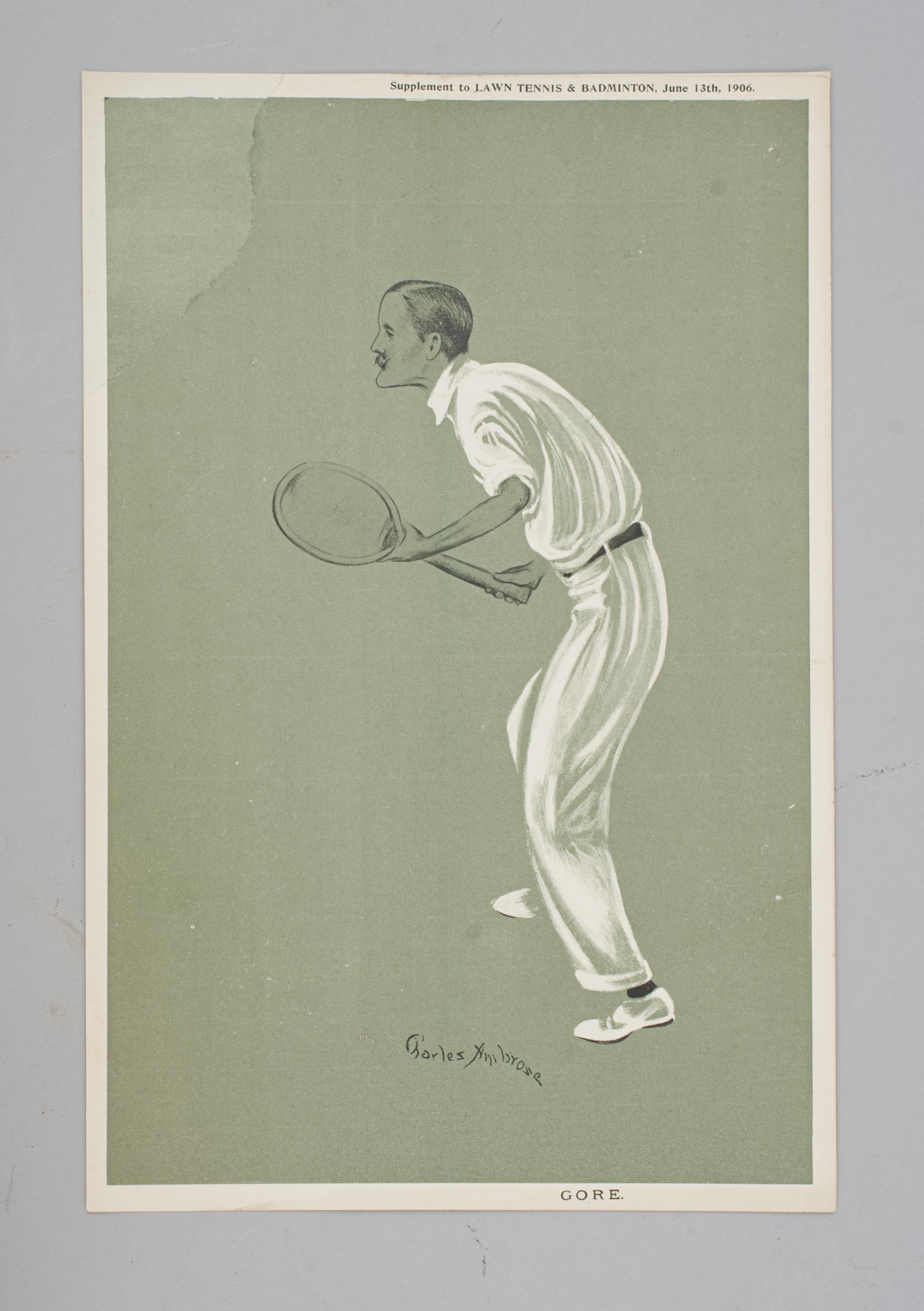 Paper Collection of Ten Tennis Prints by Charles Ambrose For Sale