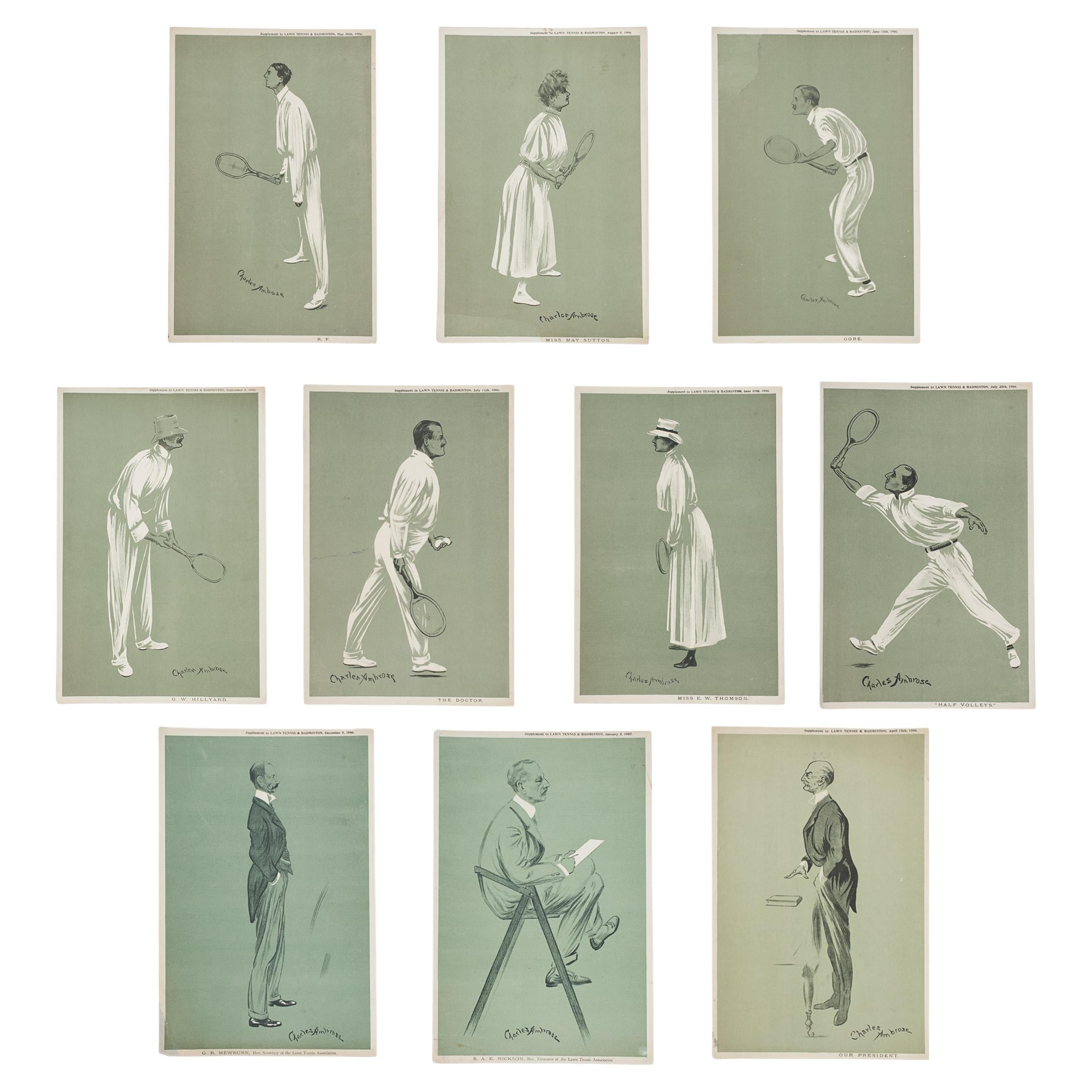 Collection of Ten Tennis Prints by Charles Ambrose For Sale