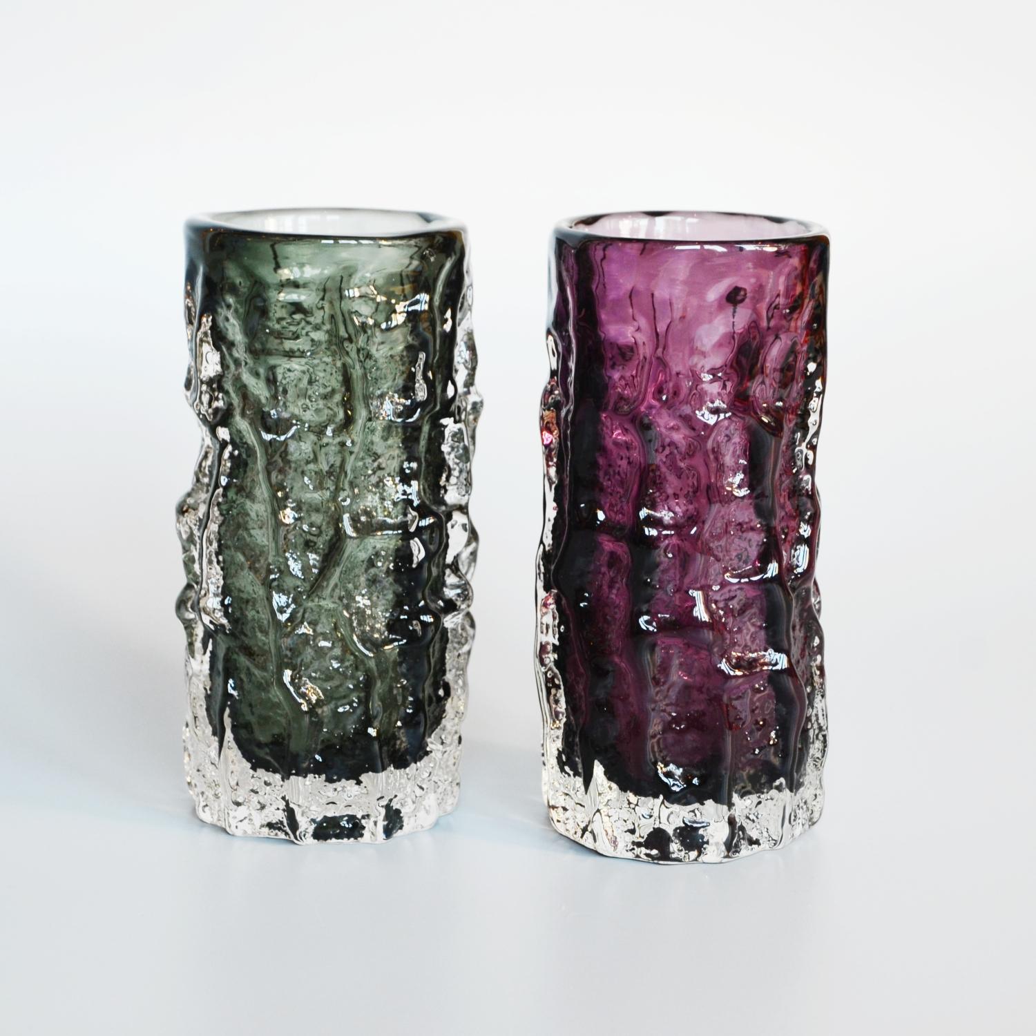 English Twelve Textured Cylindrical Bark Vases by Geoffrey Baxter for Whitefriars
