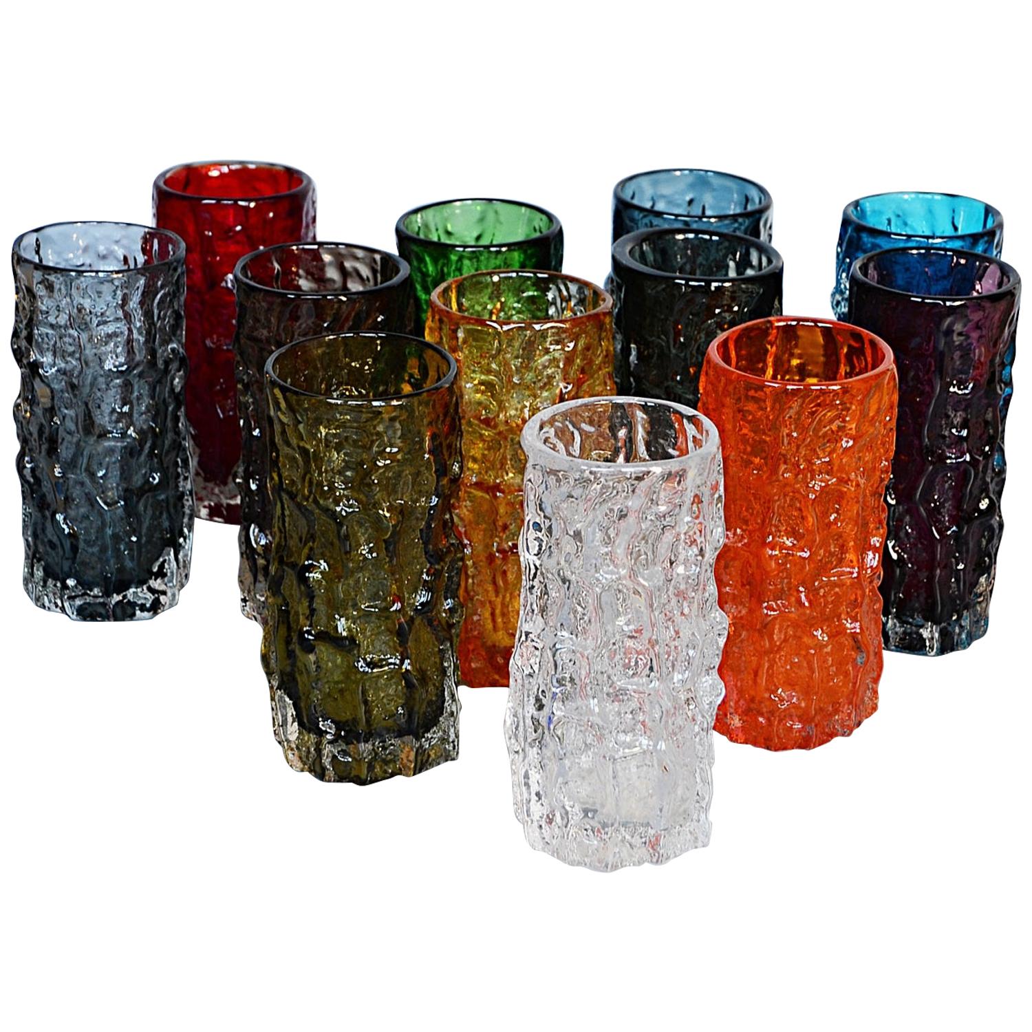 Twelve Textured Cylindrical Bark Vases by Geoffrey Baxter for Whitefriars  at 1stDibs | whitefriars glass, whitefriars vases for sale, whitefriars  glass vase