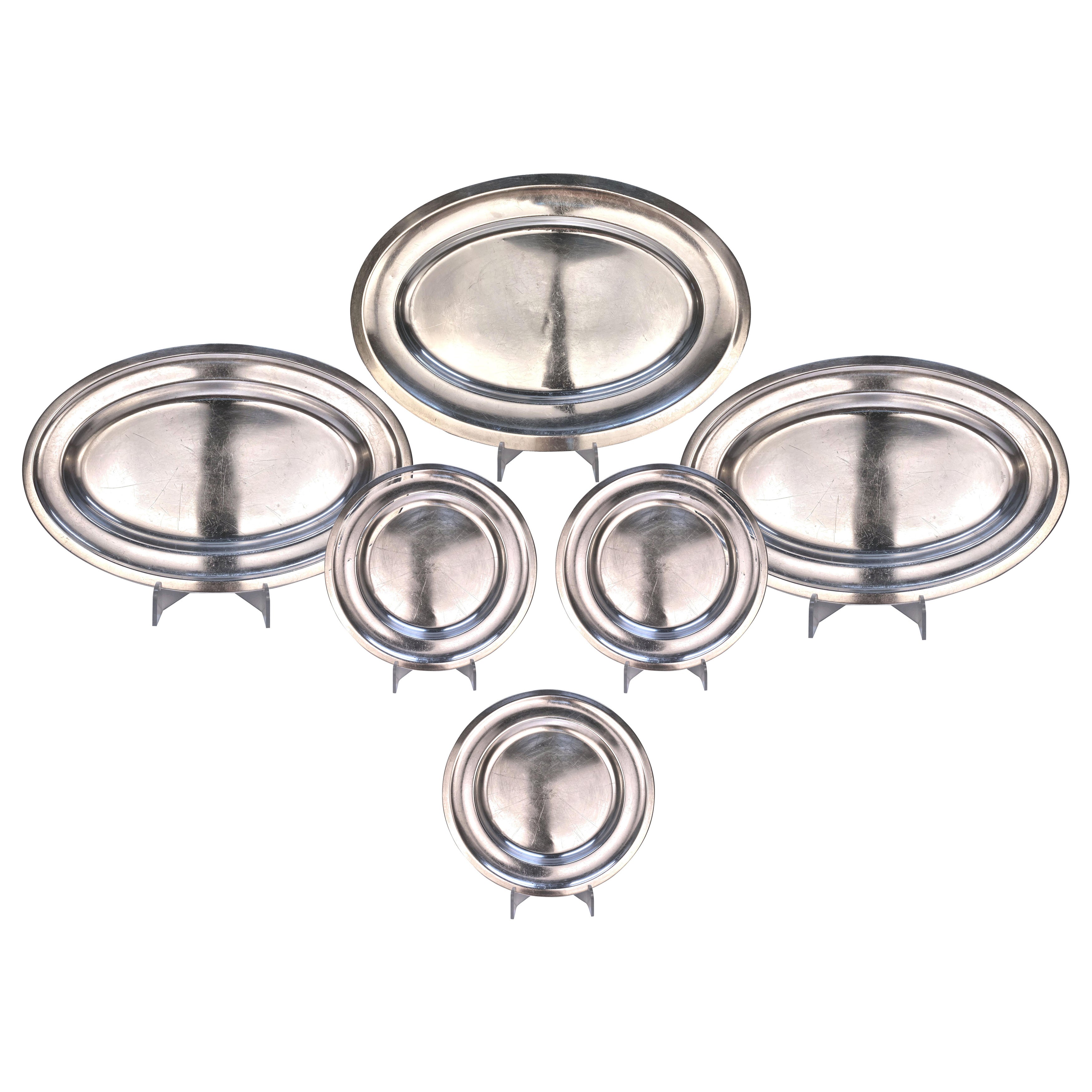 Collection Of Thirteen Silver Serving Platters