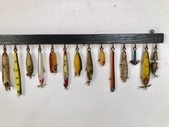 Collection of Thirty Antique Wooden Fishing Lures Custom Mounted