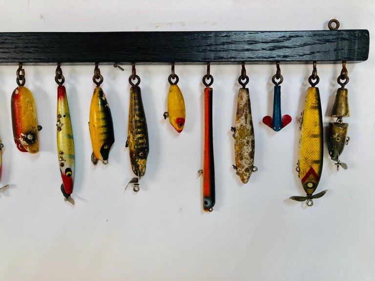 Collection of Thirty Antique Wooden Fishing Lures Custom Mounted at 1stDibs  | fishing lure display ideas, vintage fishing lure display, old fishing  lures