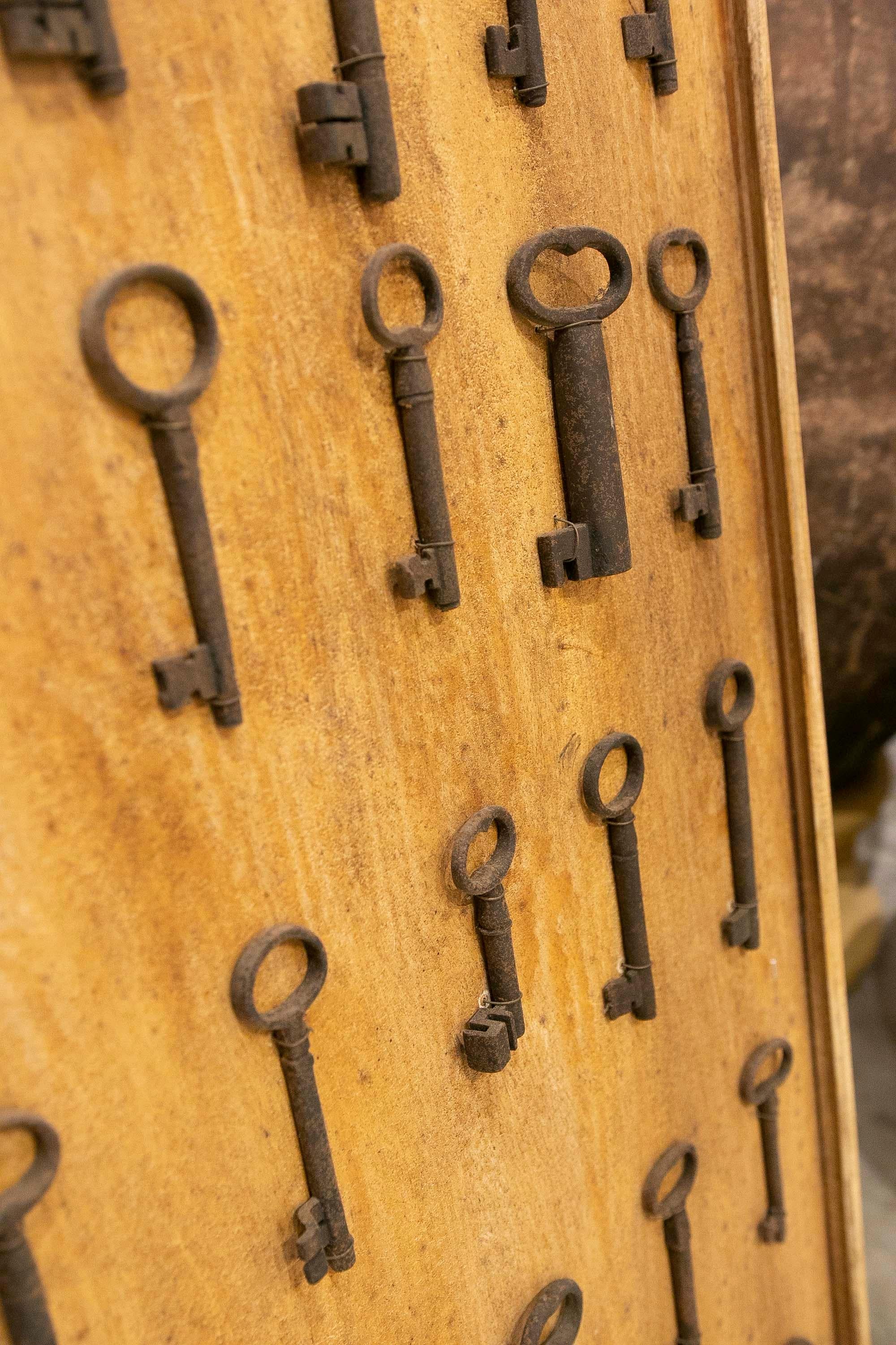 Collection of Thirty-Five Framed Antique Iron Keys  For Sale 7