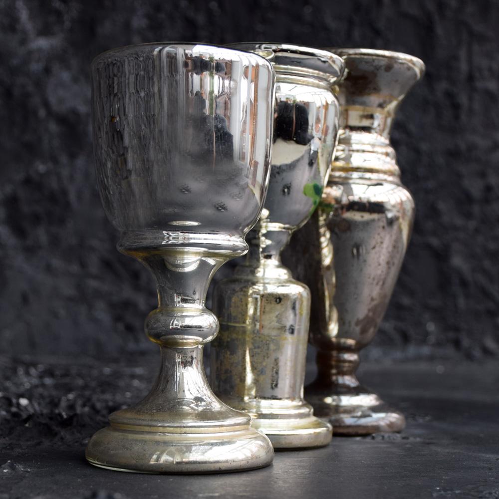 Collection of Three 19th Century French Glass Mercury Goblets/Vases 7