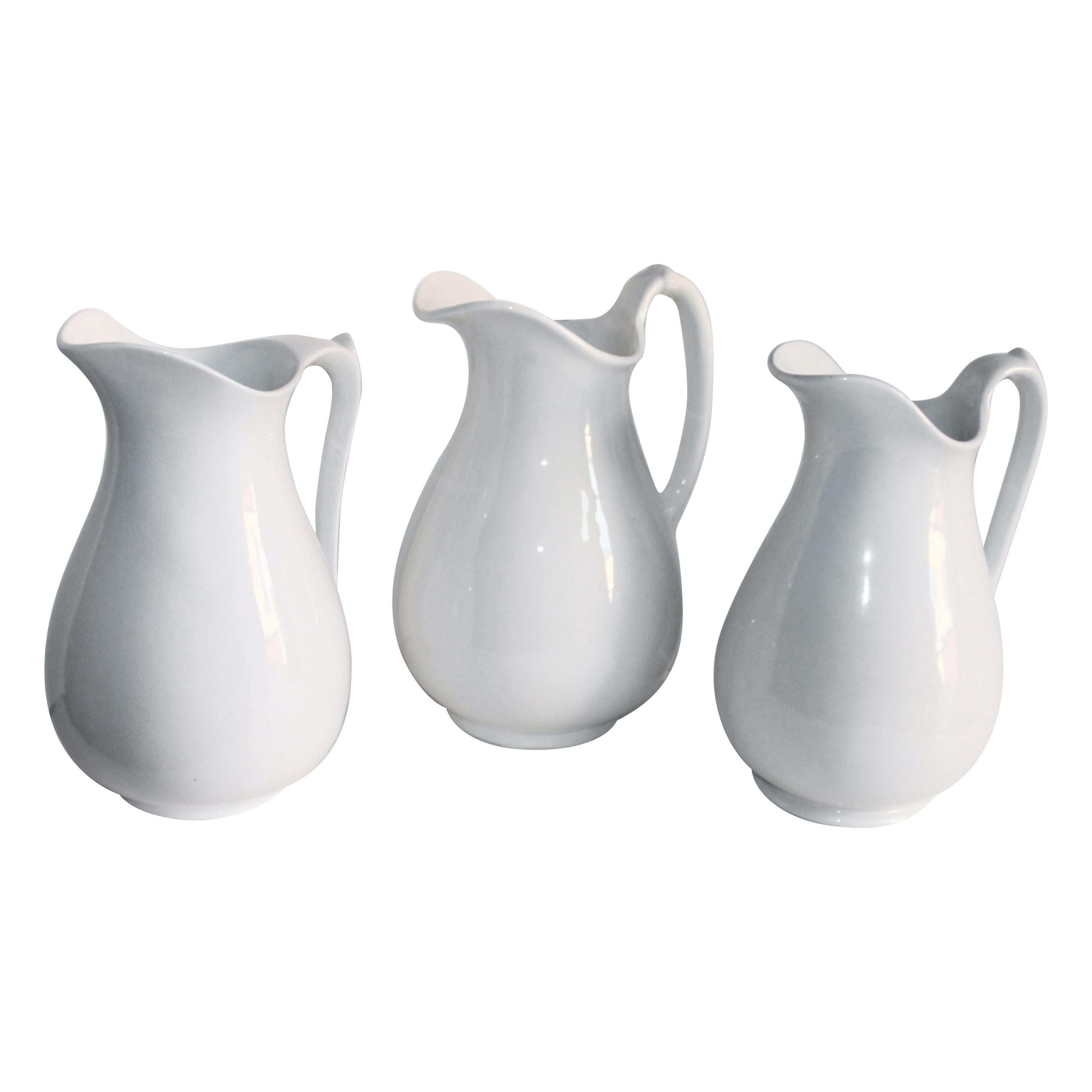 Collection of Three 19th Century Ironstone Water Pitchers For Sale