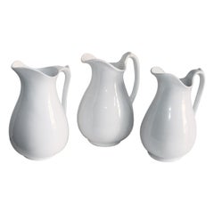 Vintage Collection of Three 19th Century Ironstone Water Pitchers