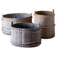 Collection of Three 19th Century Swedish Folk Art Wooden Barrels
